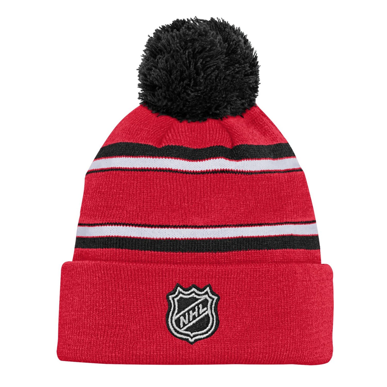 Youth Detroit Wings Jacquard Cuffed Knit Hat with Pom - view number 2