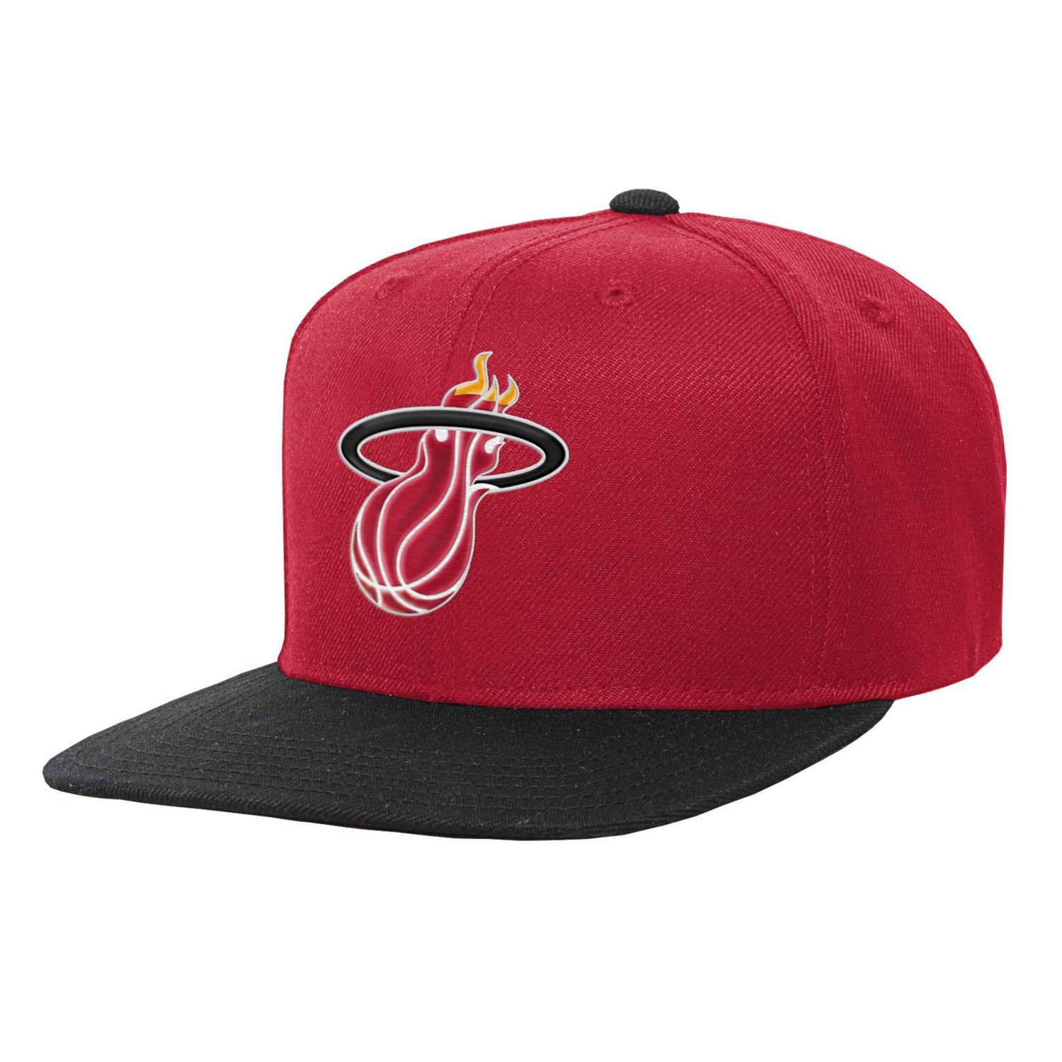 Youth Mitchell  Ness Black Miami Heat Two-Tone Snapback Hat                                                                      - view number 1