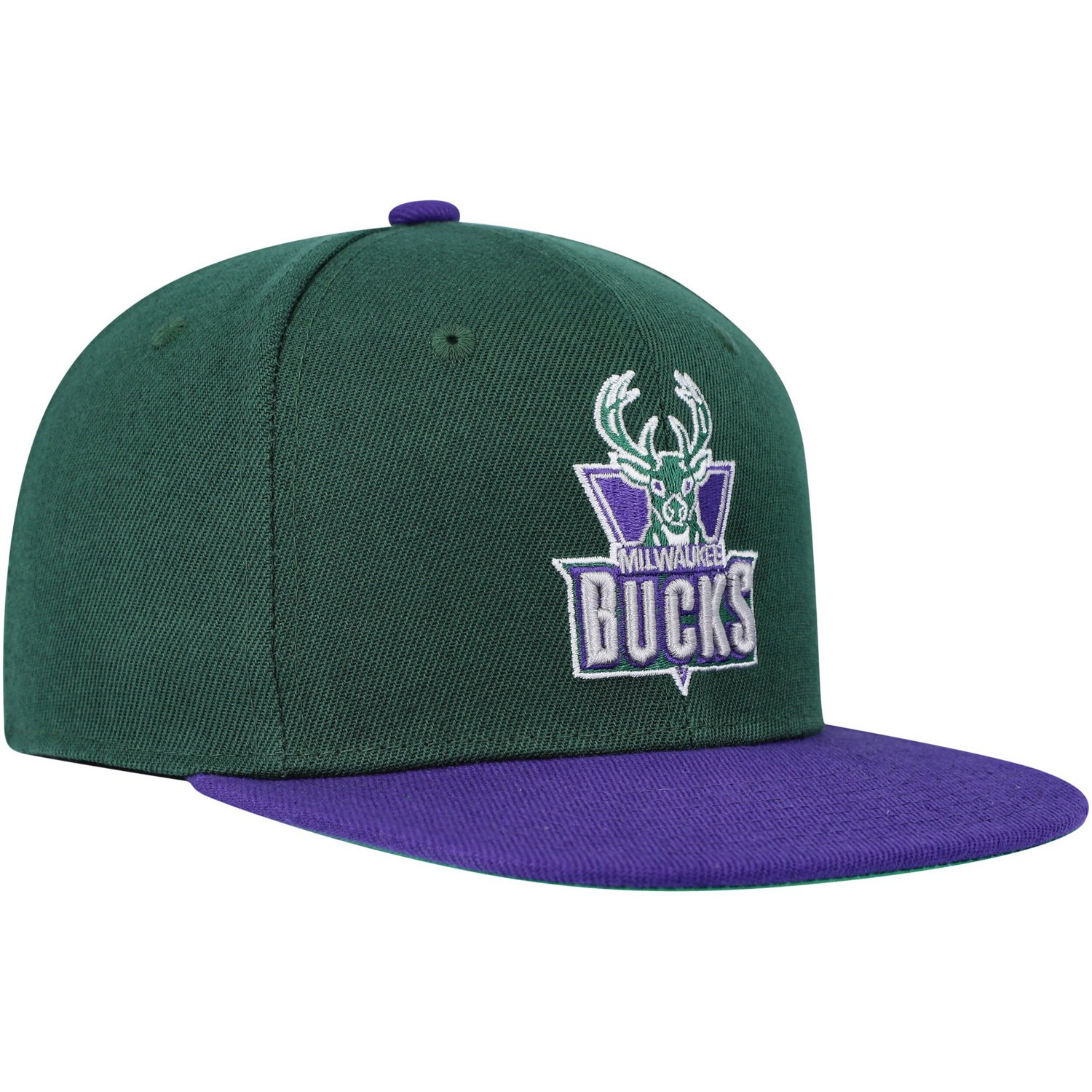 Youth Mitchell  Ness Hunter Purple Milwaukee Bucks Two-Tone Snapback Hat                                                         - view number 3