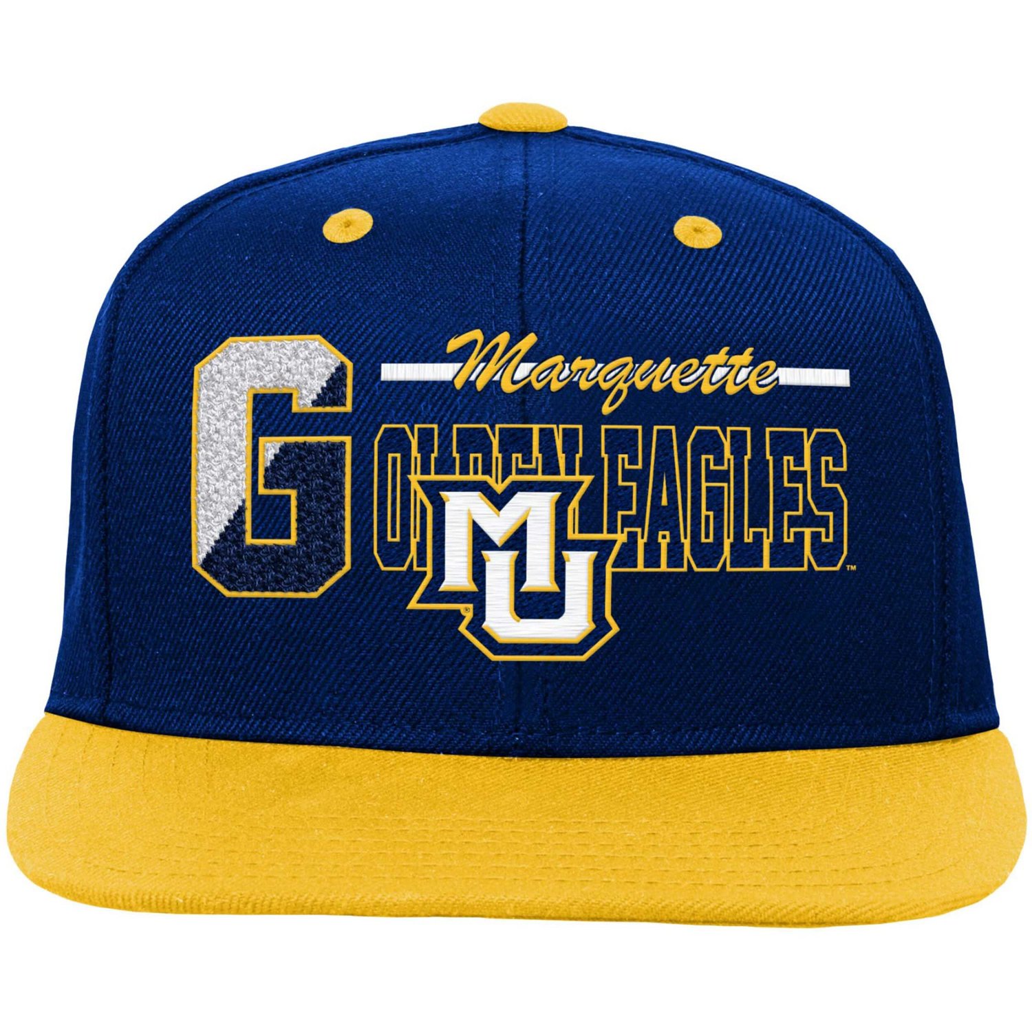 Youth Mitchell  Ness Marquette Golden Eagles Varsity Letter Snapback Hat - view number 2