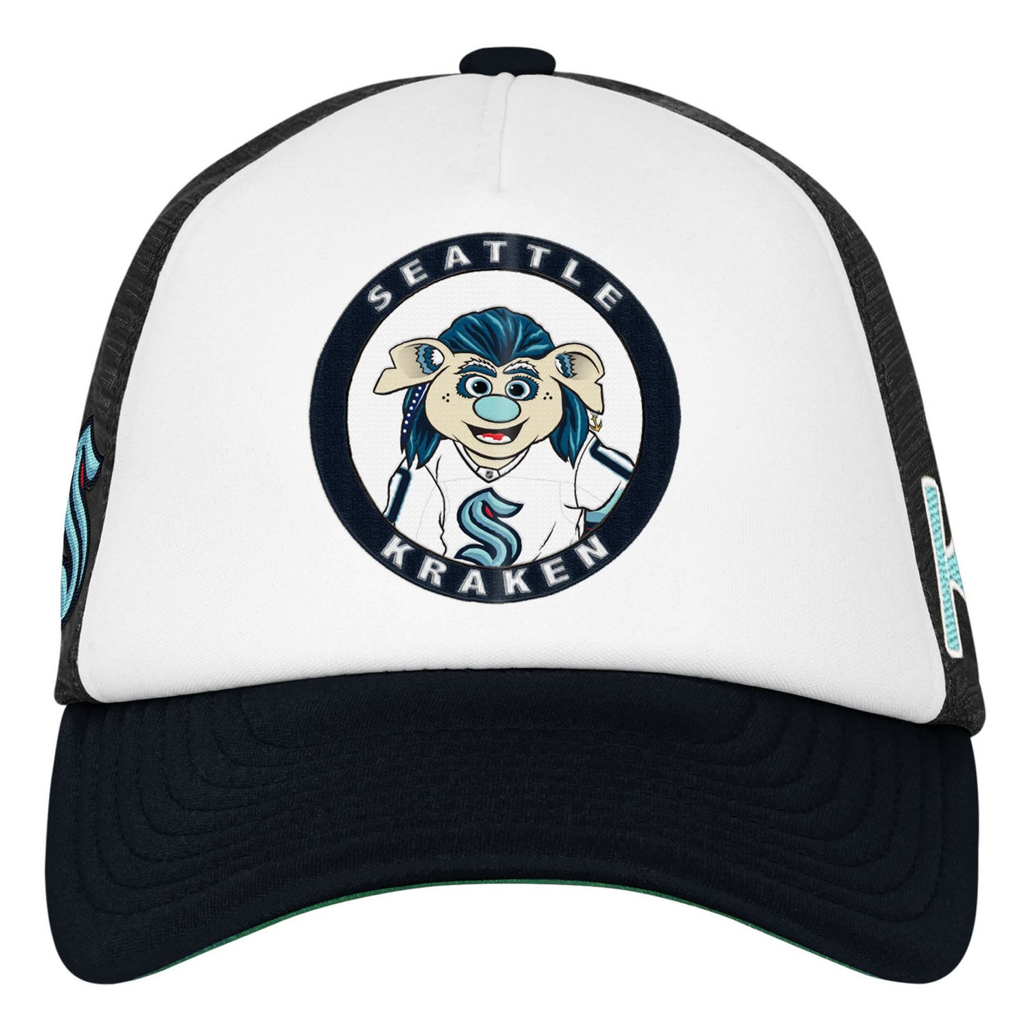 Youth Mitchell  Ness Seattle Kraken Mascot Adjustable Trucker Hat - view number 2