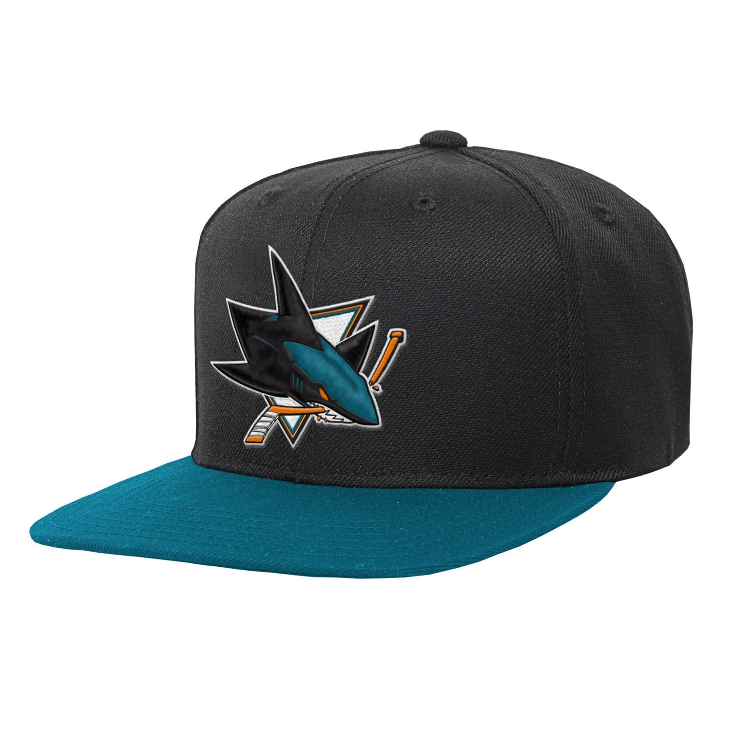 Youth Mitchell  Ness Teal San Jose Sharks Core Team Two-Tone Snapback Hat - view number 1