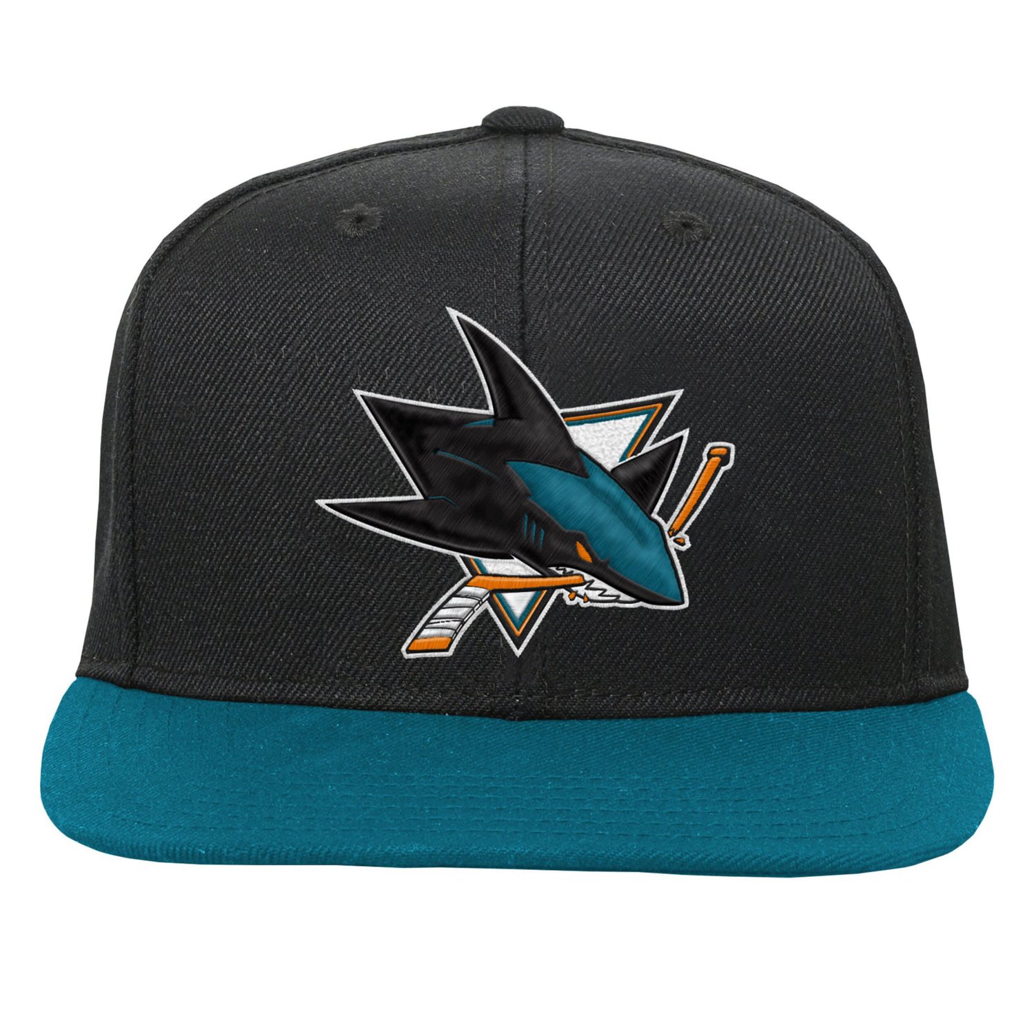 Youth Mitchell  Ness Teal San Jose Sharks Core Team Two-Tone Snapback Hat - view number 2