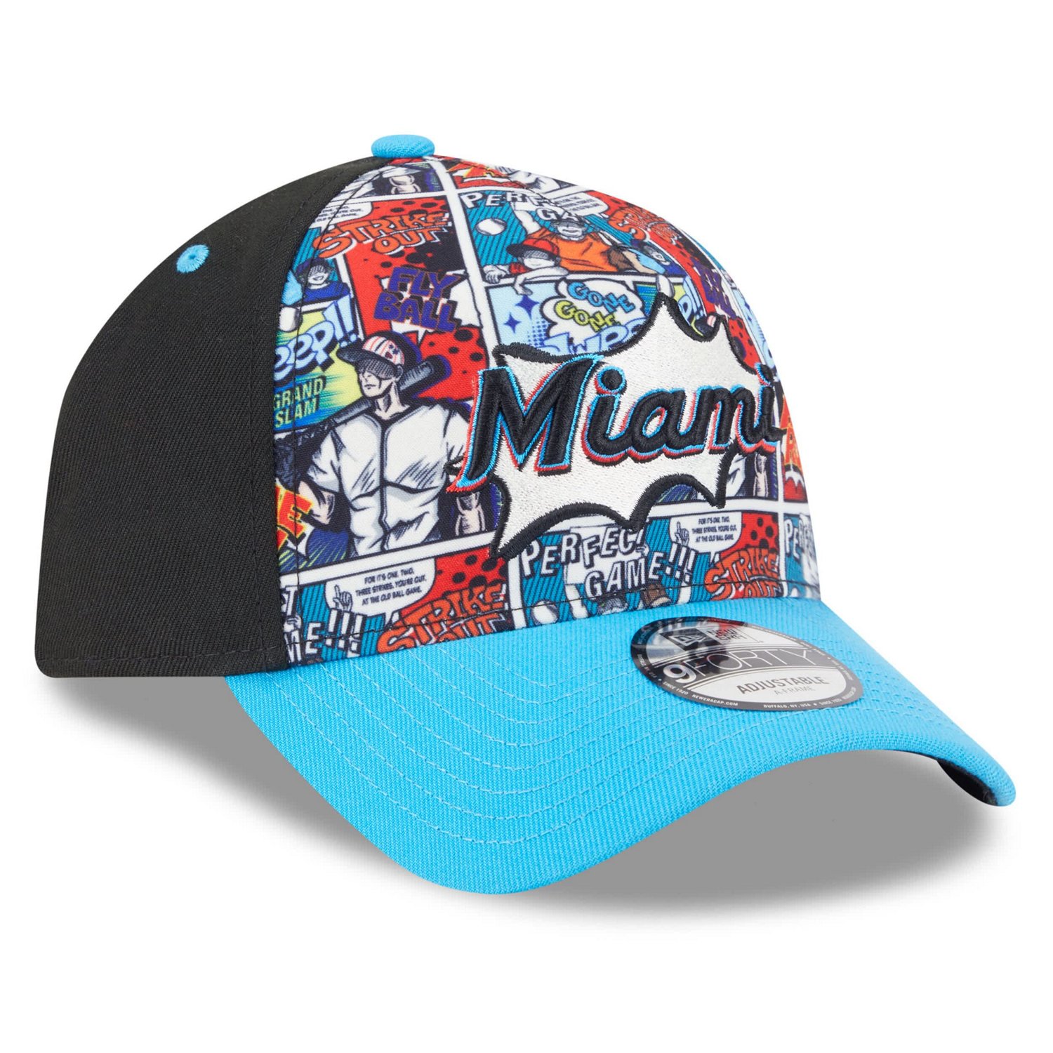 Youth New Era Blue Miami Marlins 2025 MLB Diamond Hero Edition A-Frame 9FORTY Adjustable Hat - view number 3