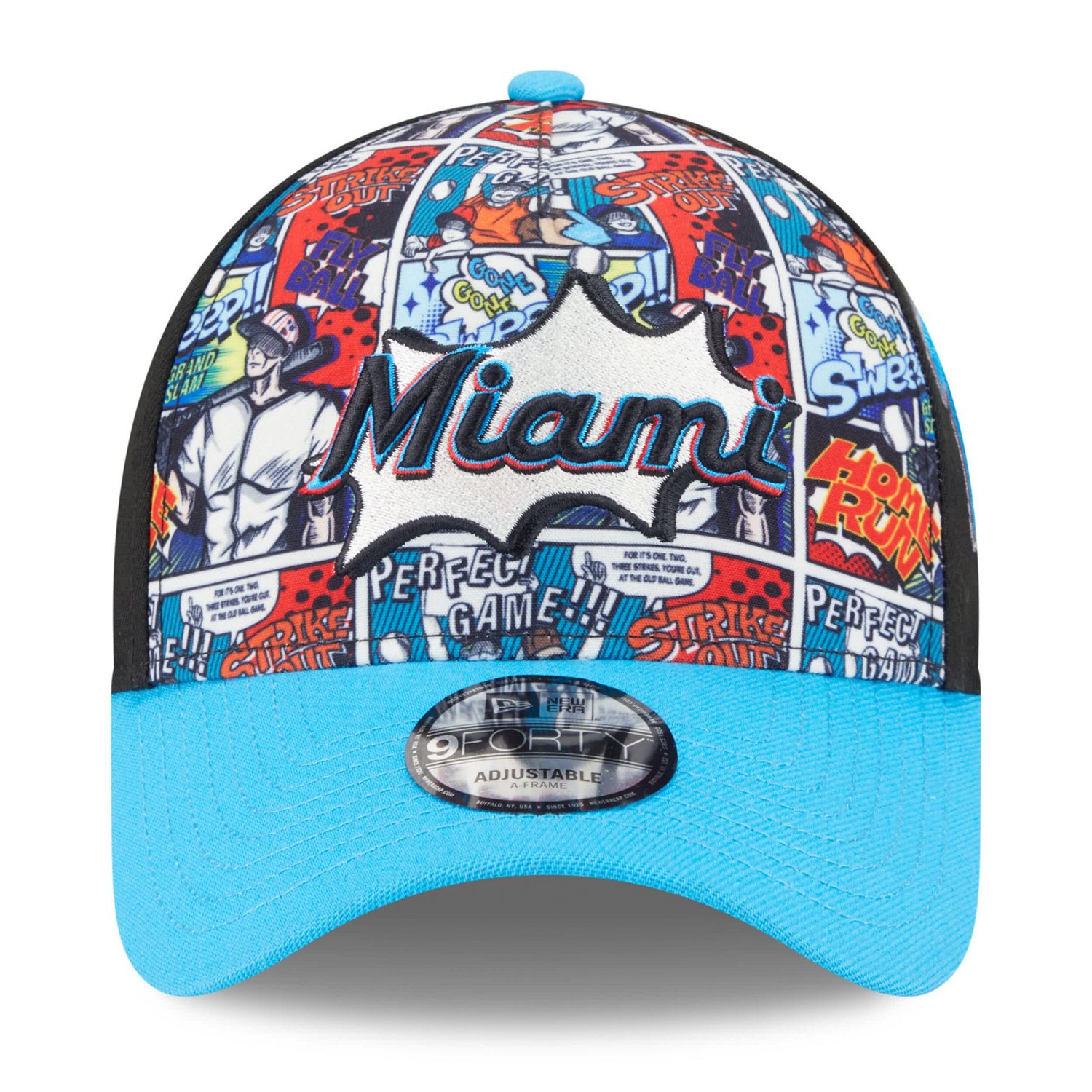 Youth New Era Blue Miami Marlins 2025 MLB Diamond Hero Edition A-Frame 9FORTY Adjustable Hat - view number 2