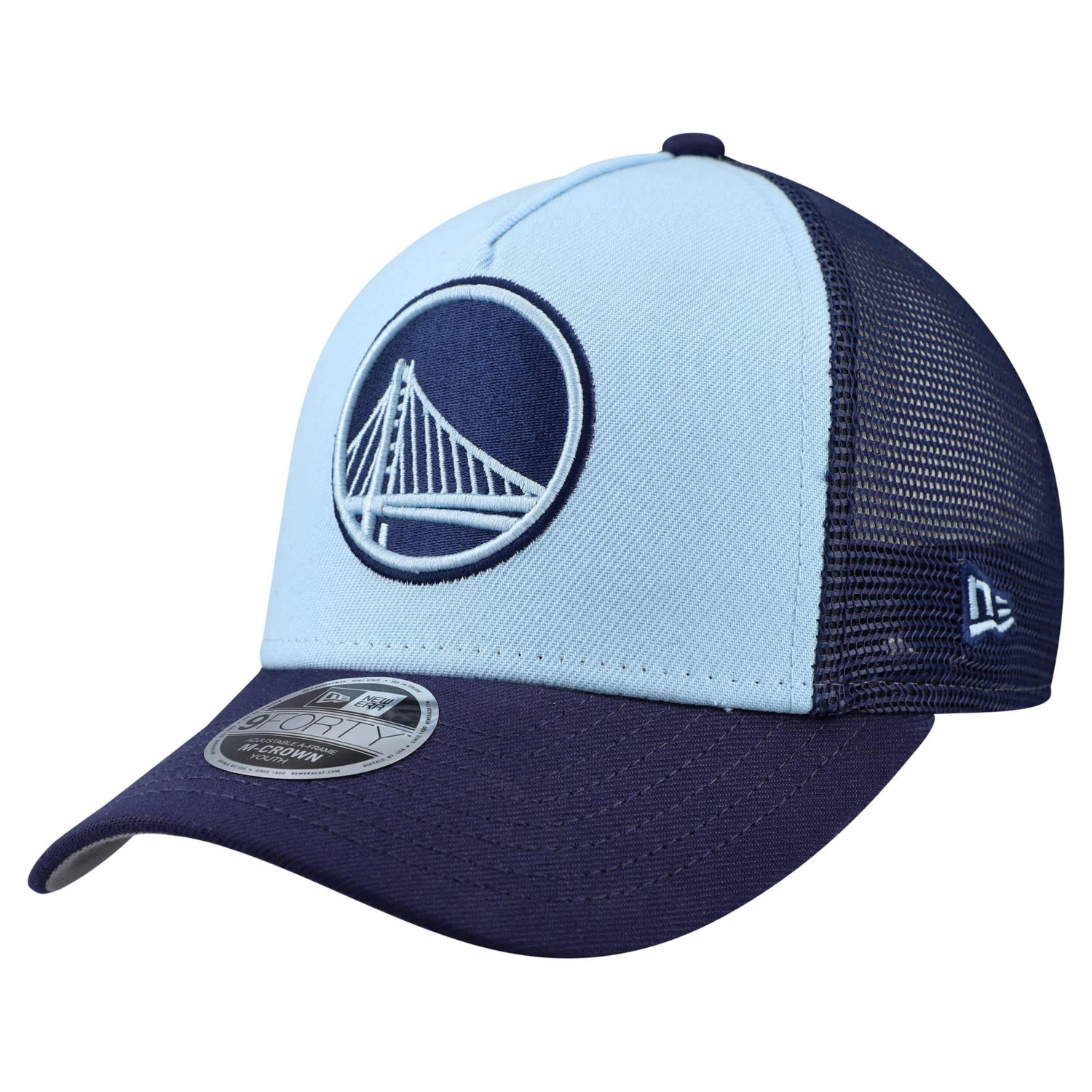 Youth New Era Light Golden State Warriors Colorpack 9FORTY A-Frame Trucker Adjustable Hat - view number 1