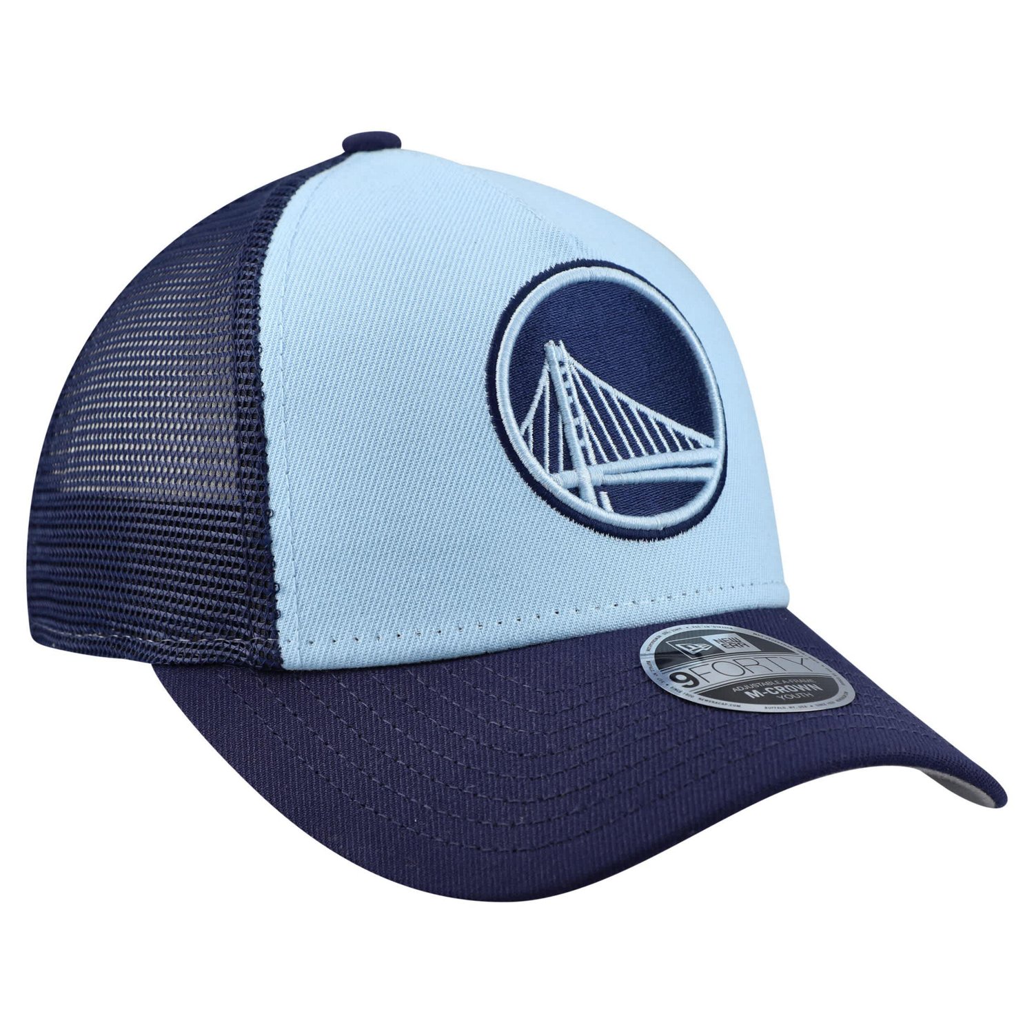 Youth New Era Light Golden State Warriors Colorpack 9FORTY A-Frame Trucker Adjustable Hat - view number 3