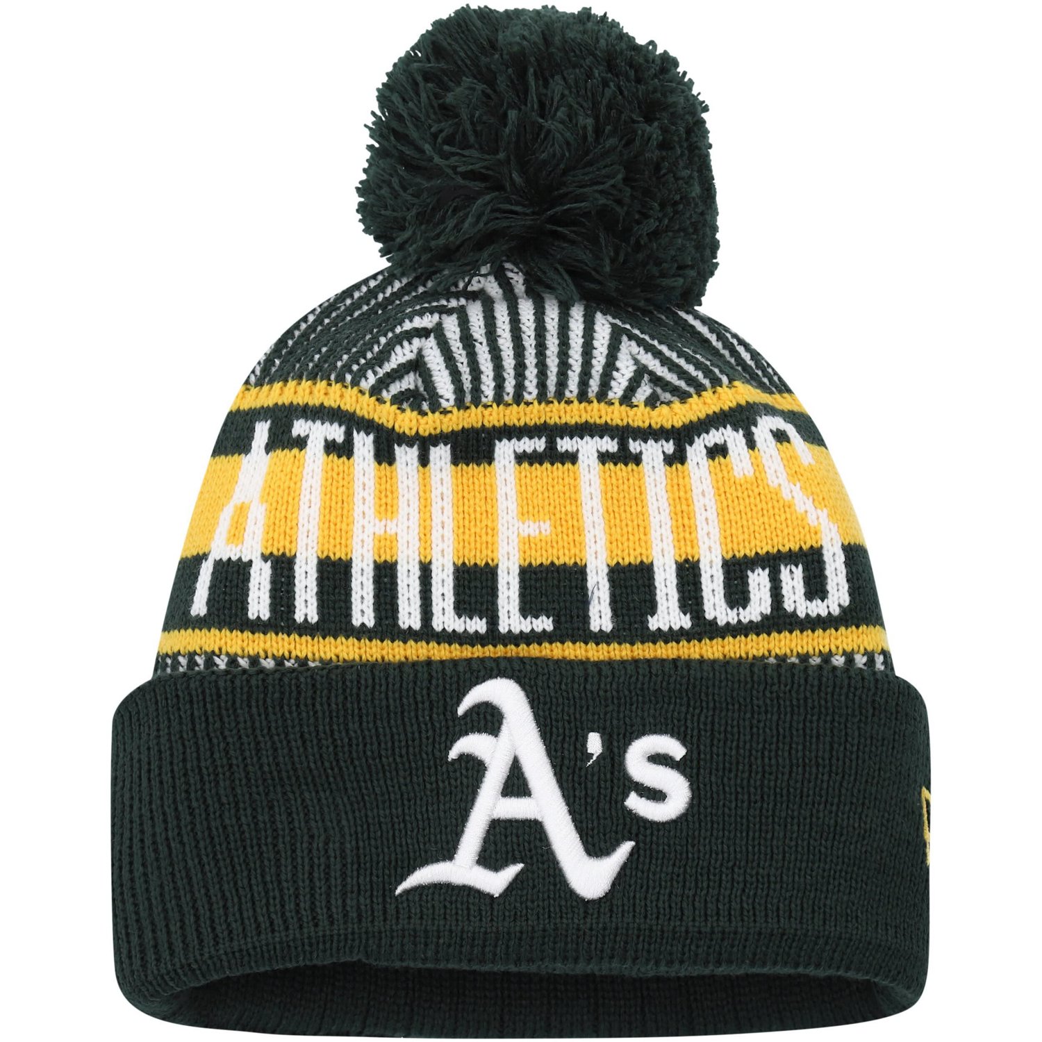 【US限定】New Era Oakland Athletics Pom Knit Black Stripes US限定】New Era Oakland Athletics Pom Knit Black Stripes