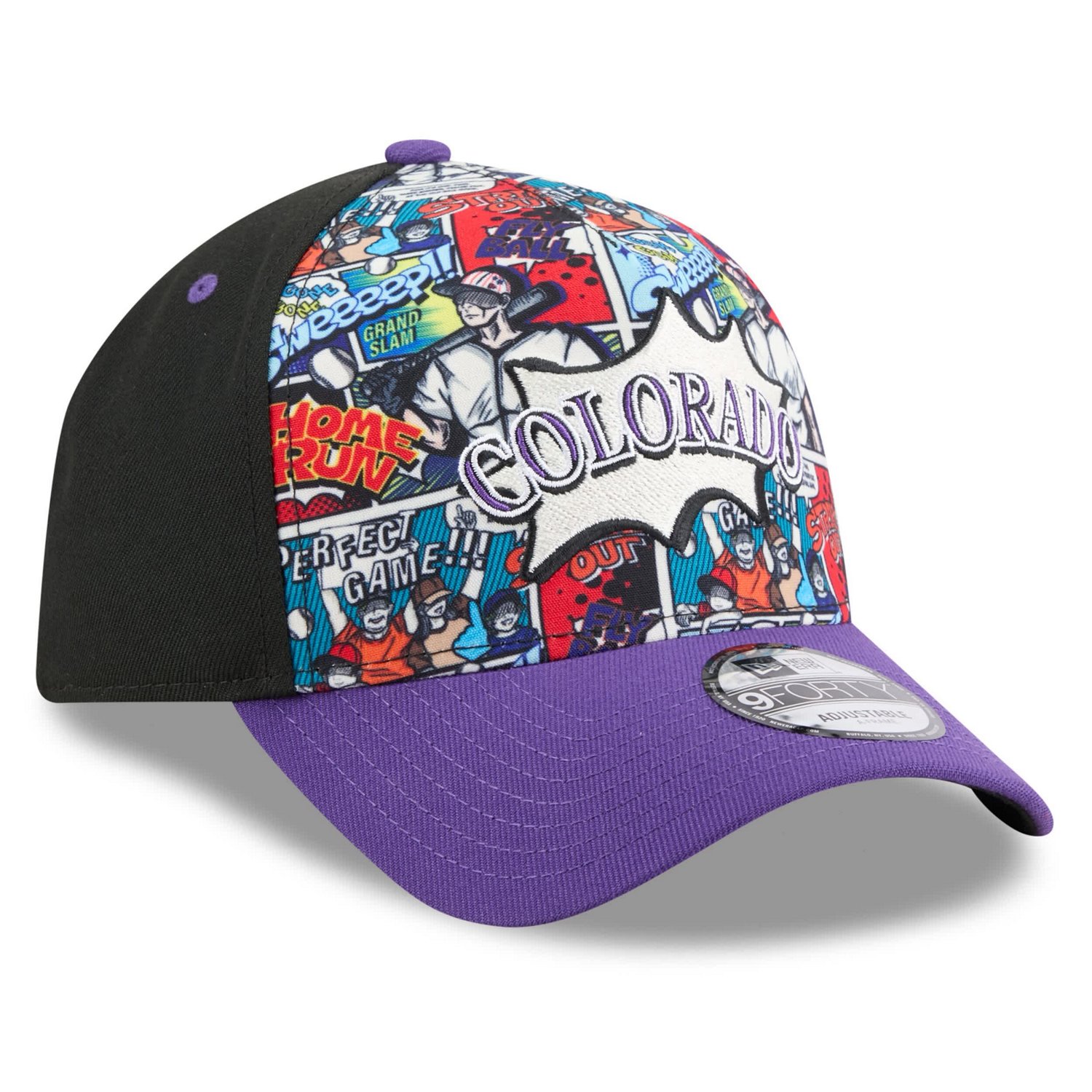 Youth New Era Purple Colorado Rockies 2025 MLB Diamond Hero Edition A-Frame 9FORTY Adjustable Hat - view number 3