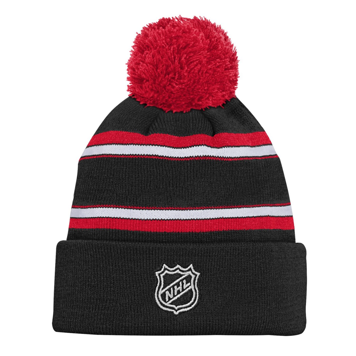 Youth New Jersey Devils Jacquard Cuffed Knit Hat with Pom - view number 2