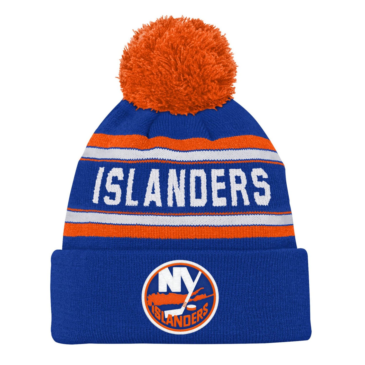 Youth New York Islanders Jacquard Cuffed Knit Hat with Pom