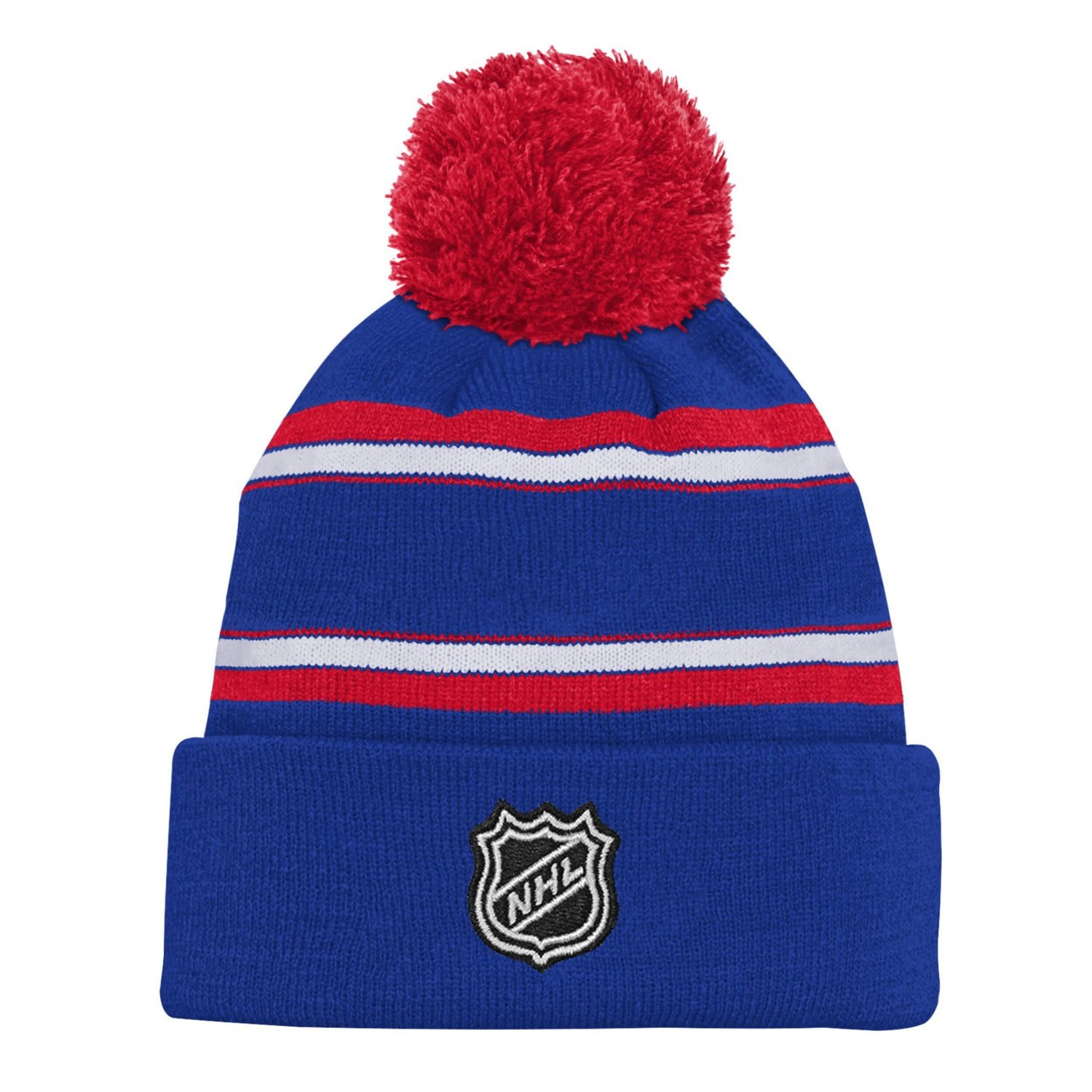 Youth New York Rangers Jacquard Cuffed Knit Hat with Pom - view number 2
