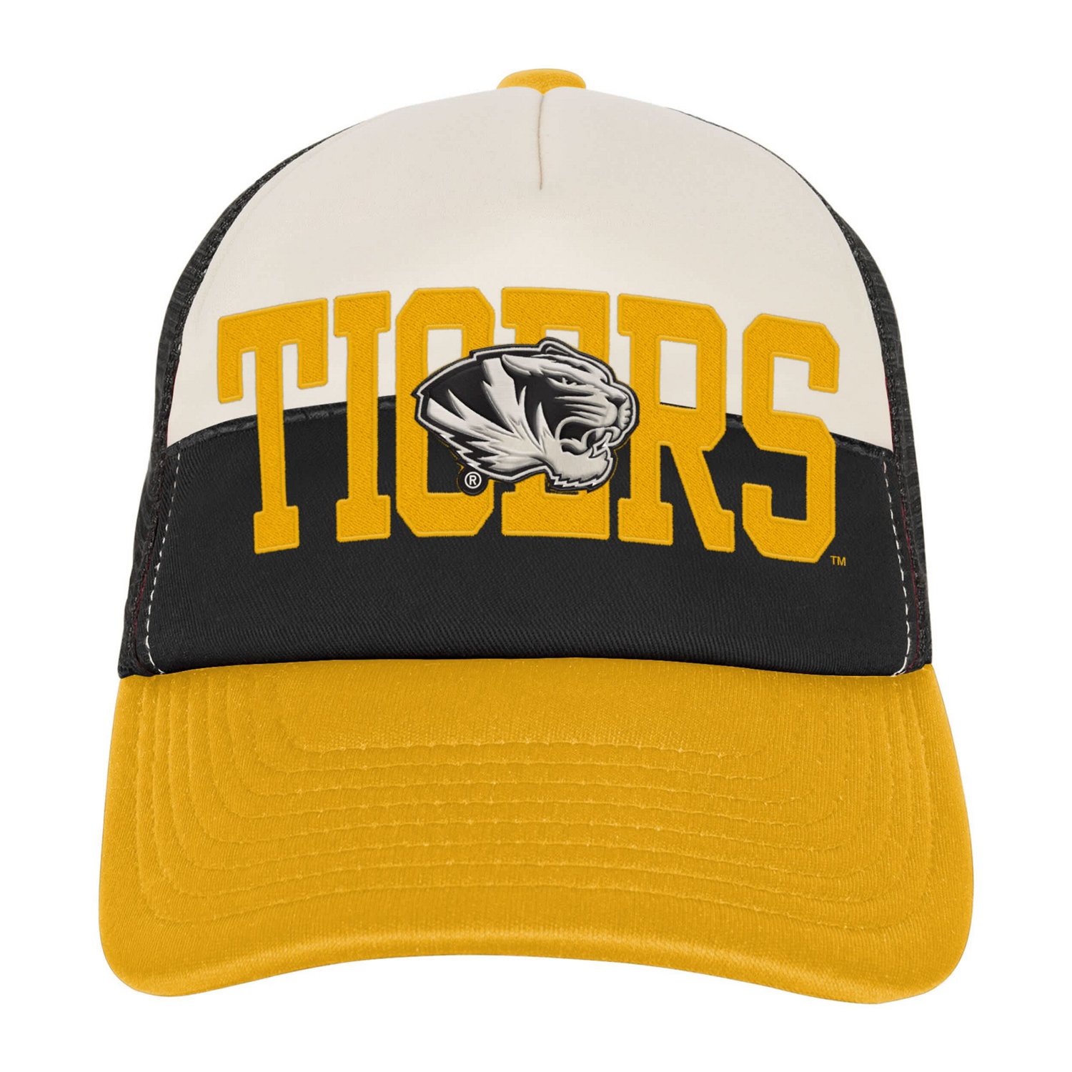 Youth Outerstuff Cream Missouri Tigers Modern Fan Trucker Adjustable Hat - view number 2