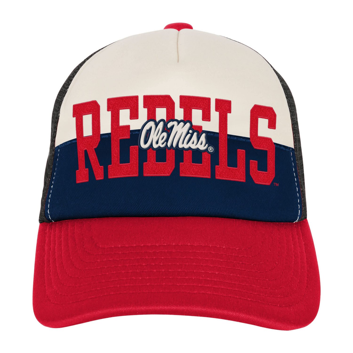 Youth Outerstuff Cream Ole Miss Rebels Modern Fan Trucker Adjustable Hat - view number 2