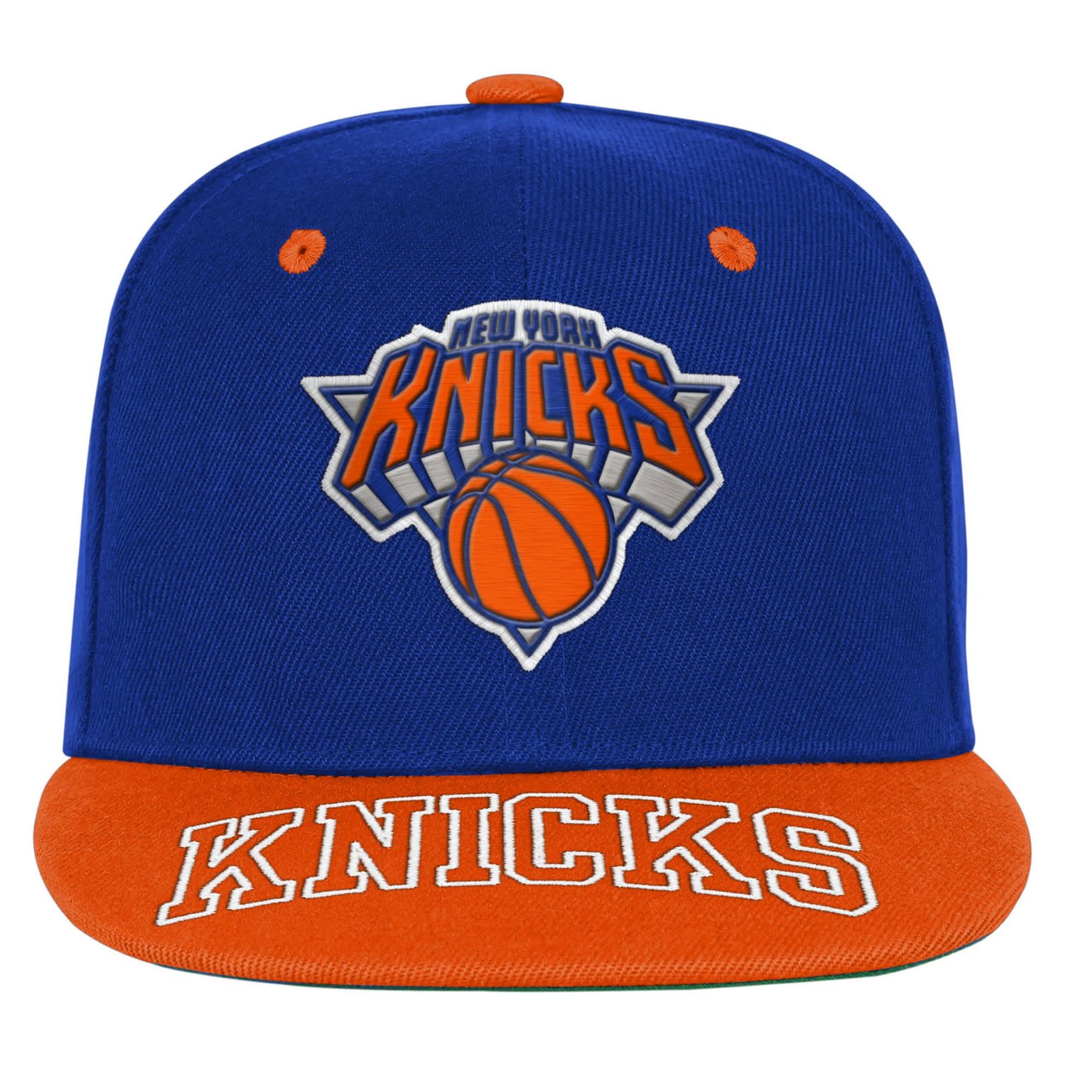 Youth Outerstuff Orange New York Knicks Two-Tone Snapback Hat - view number 2