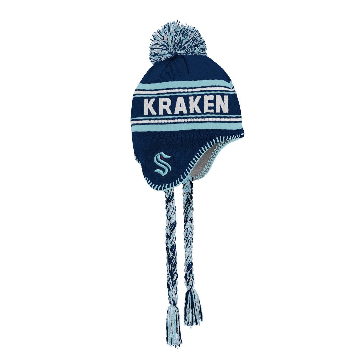 Youth Seattle Kraken Deep Sea Jacquard Tassel Knit Hat with Pom                                                                  - view number 2