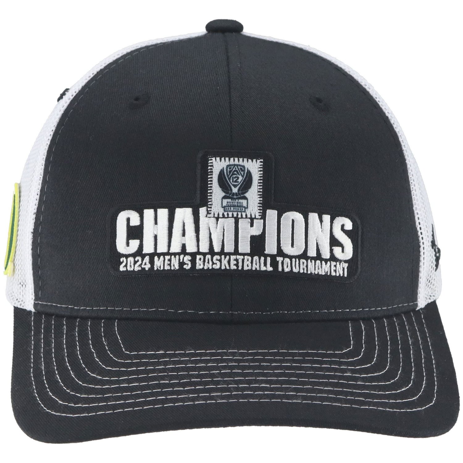 Zephyr Oregon Ducks 2024 Pac-12 Basketball Conference Tournament Champions Locker Room Adjustable Trucker Hat                    - view number 2