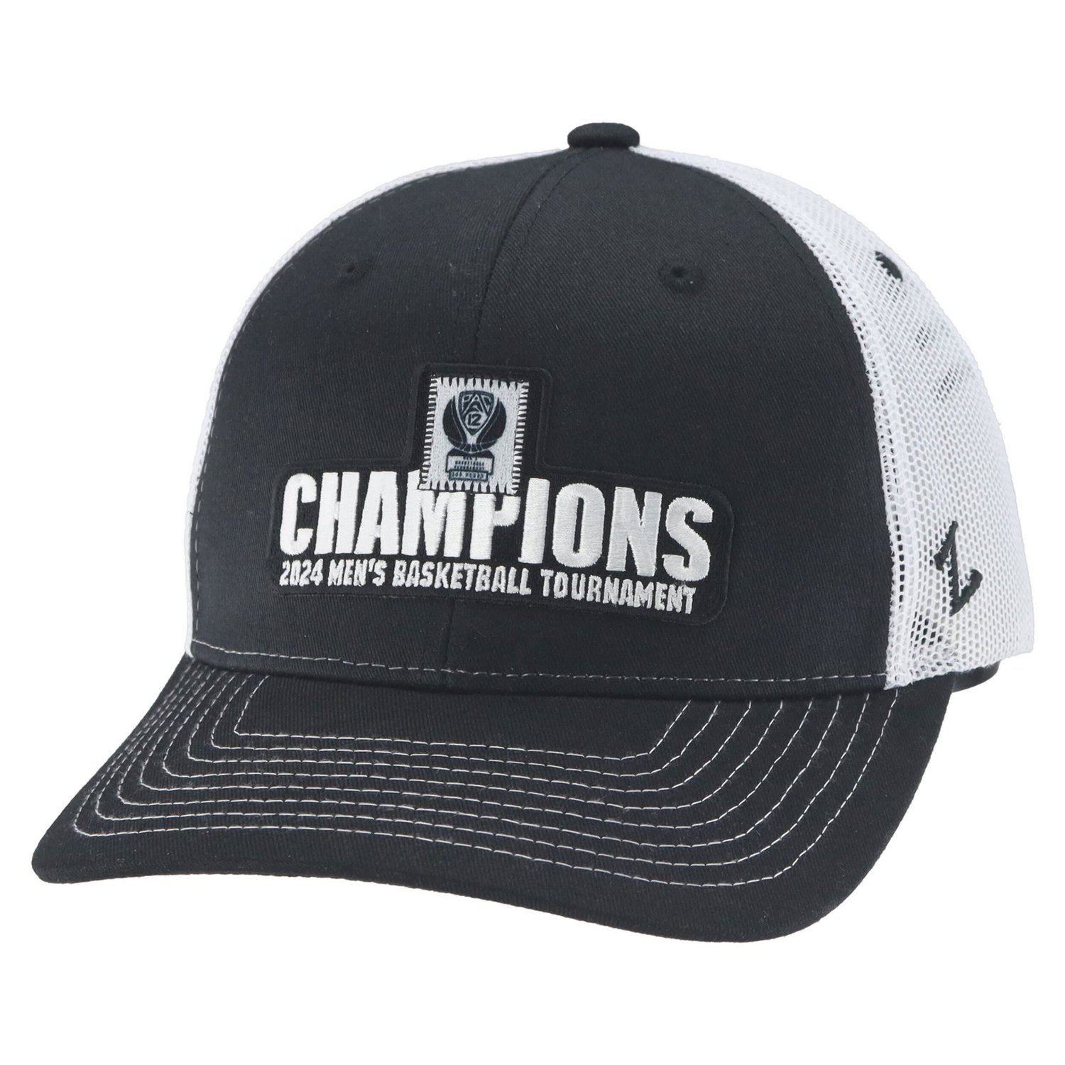 Zephyr Oregon Ducks 2024 Pac-12 Basketball Conference Tournament Champions Locker Room Adjustable Trucker Hat                    - view number 3