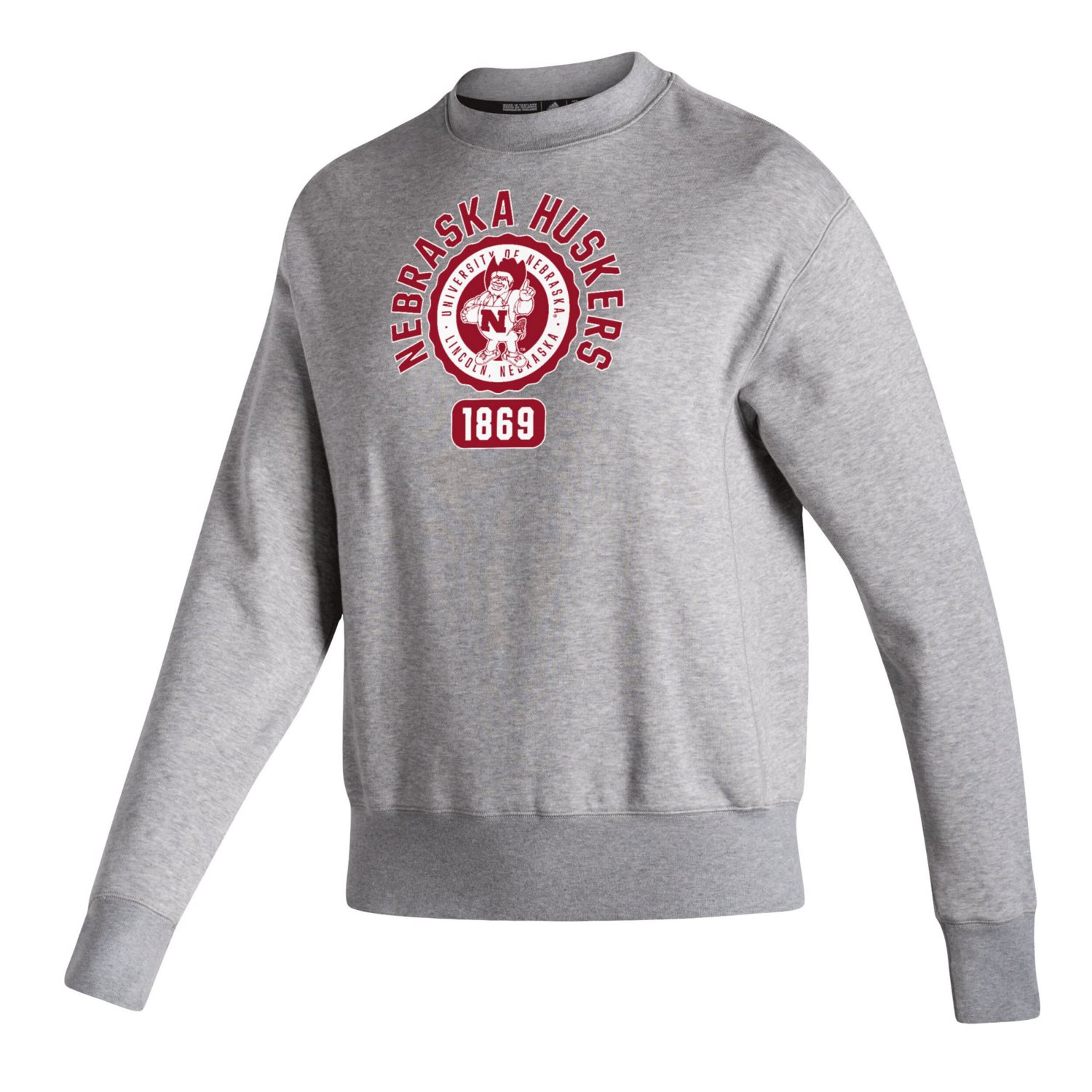 adidas Heathered Gray Nebraska Huskers Vintage Circle Pullover Sweatshirt - view number 2