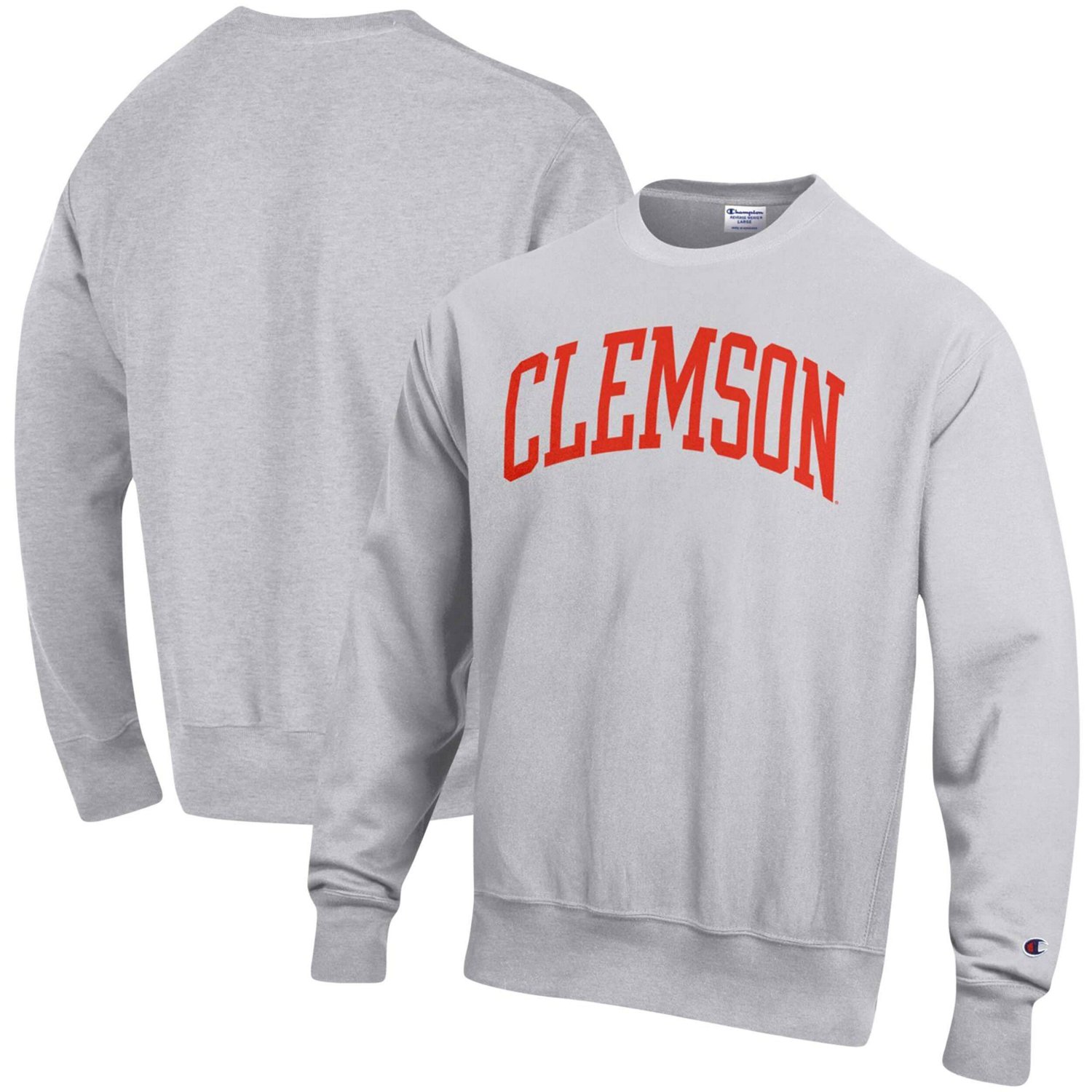 Champion Heathered Gray Clemson Tigers Arch Reverse Weave Pullover Sweatshirt