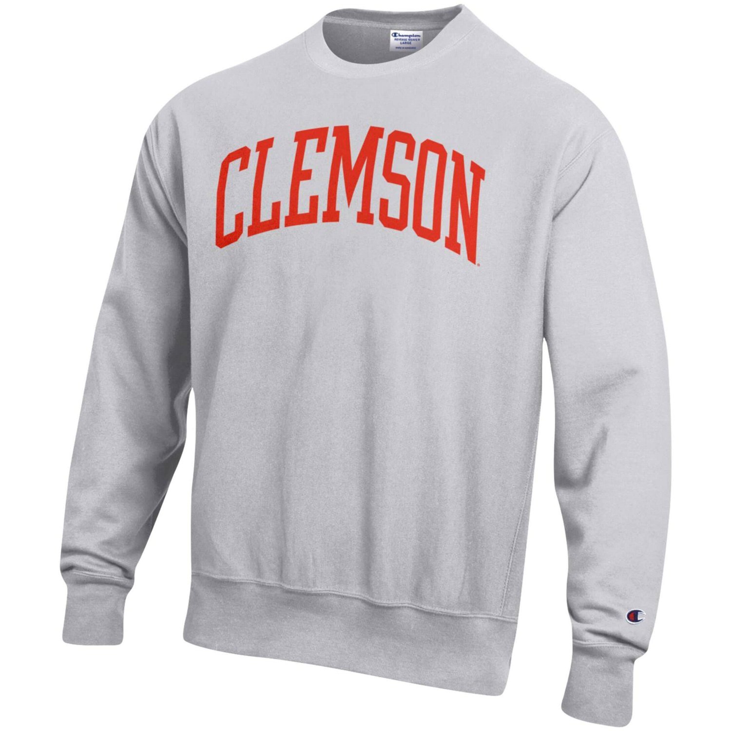 Champion Heathered Gray Clemson Tigers Arch Reverse Weave Pullover Sweatshirt - view number 2