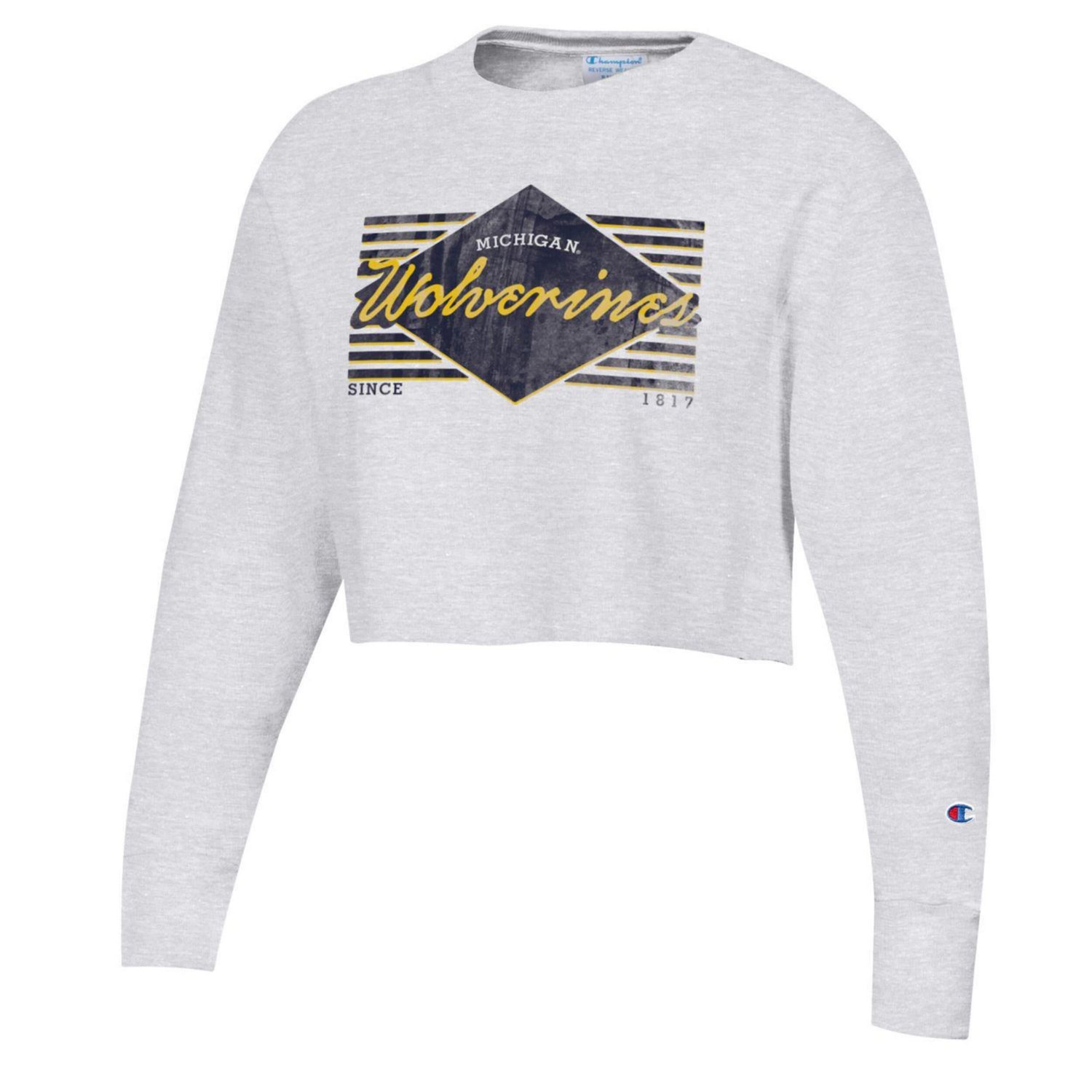 Champion Michigan Wolverines Reverse Weave Cropped Pullover Sweatshirt