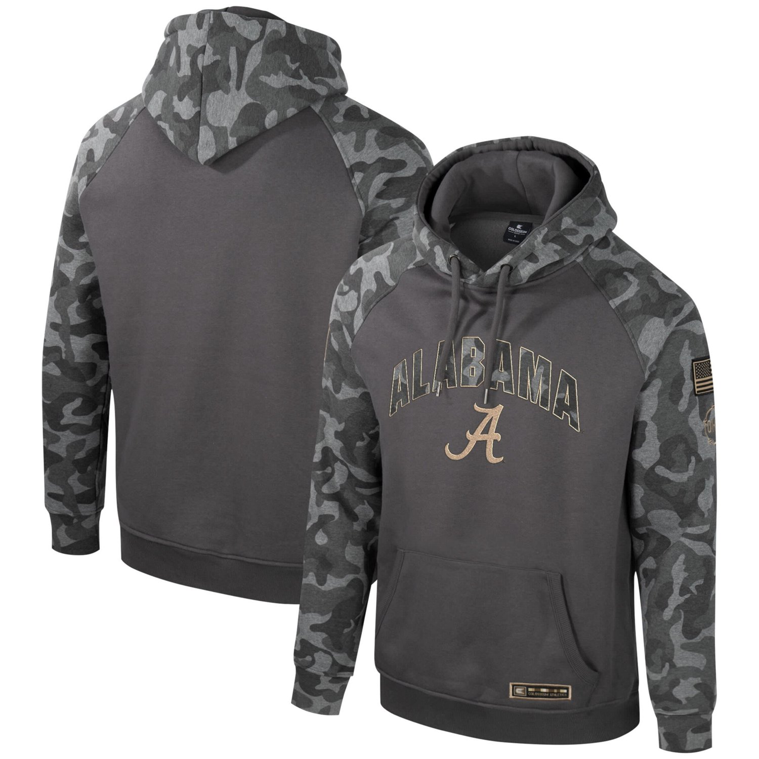Colosseum Alabama Crimson Tide OHT Military Appreciation Camo Raglan Pullover Hoodie