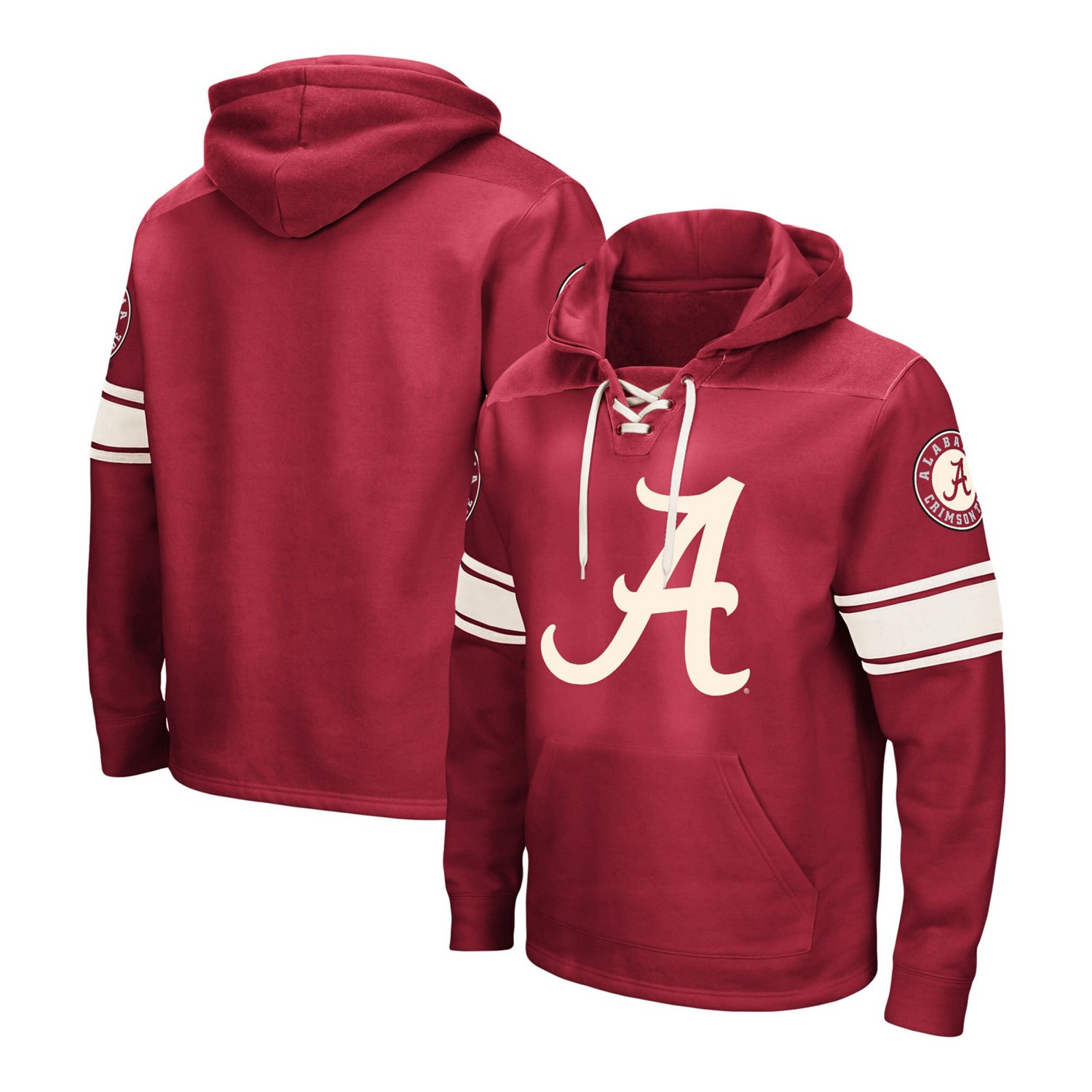 Colosseum Alabama Tide Big  Tall Hockey Lace-Up Pullover Hoodie