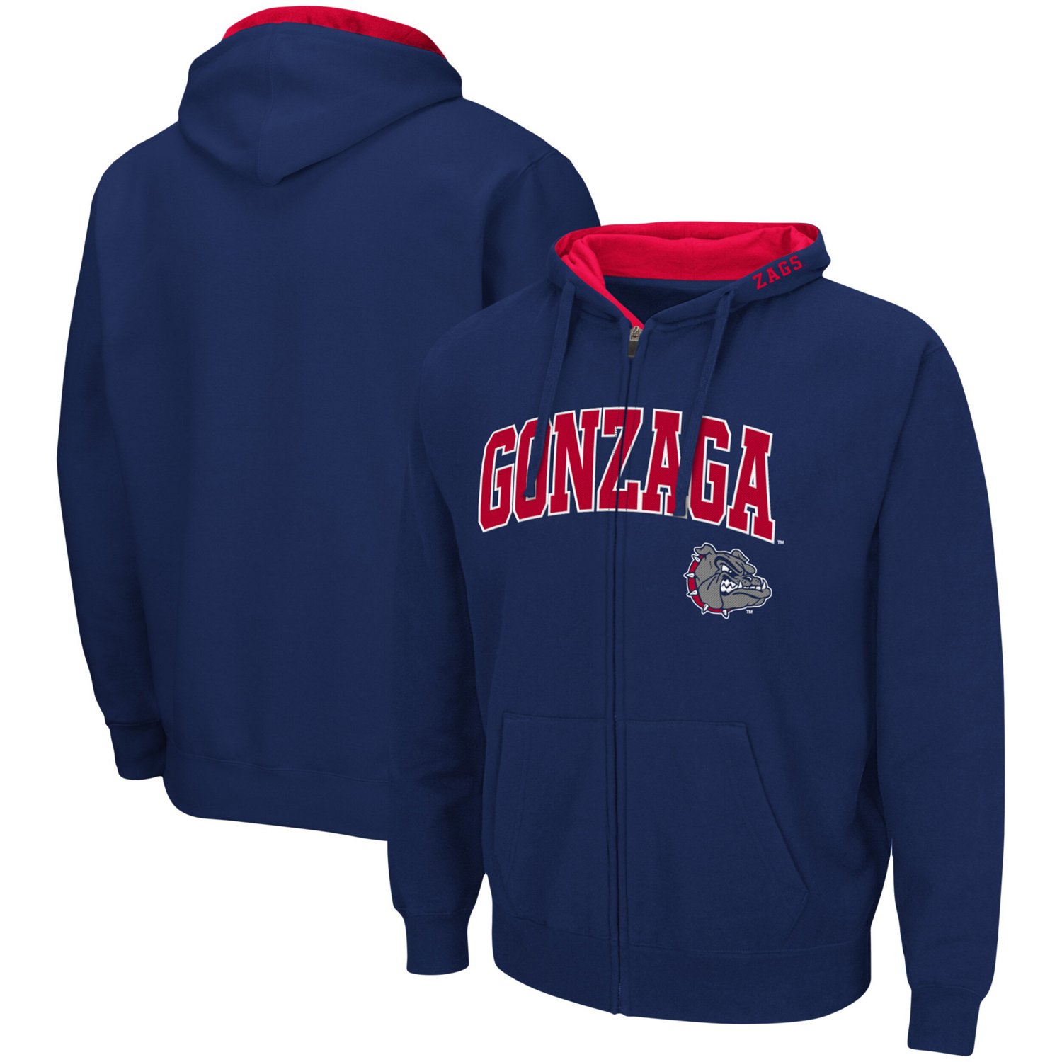 Colosseum Gonzaga Bulldogs Arch  Logo 30 Full-Zip Hoodie