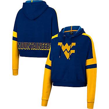 Colosseum Heather West Virginia Mountaineers Throwback Stripe Arch Logo Cropped Pullover Hoodie                                 