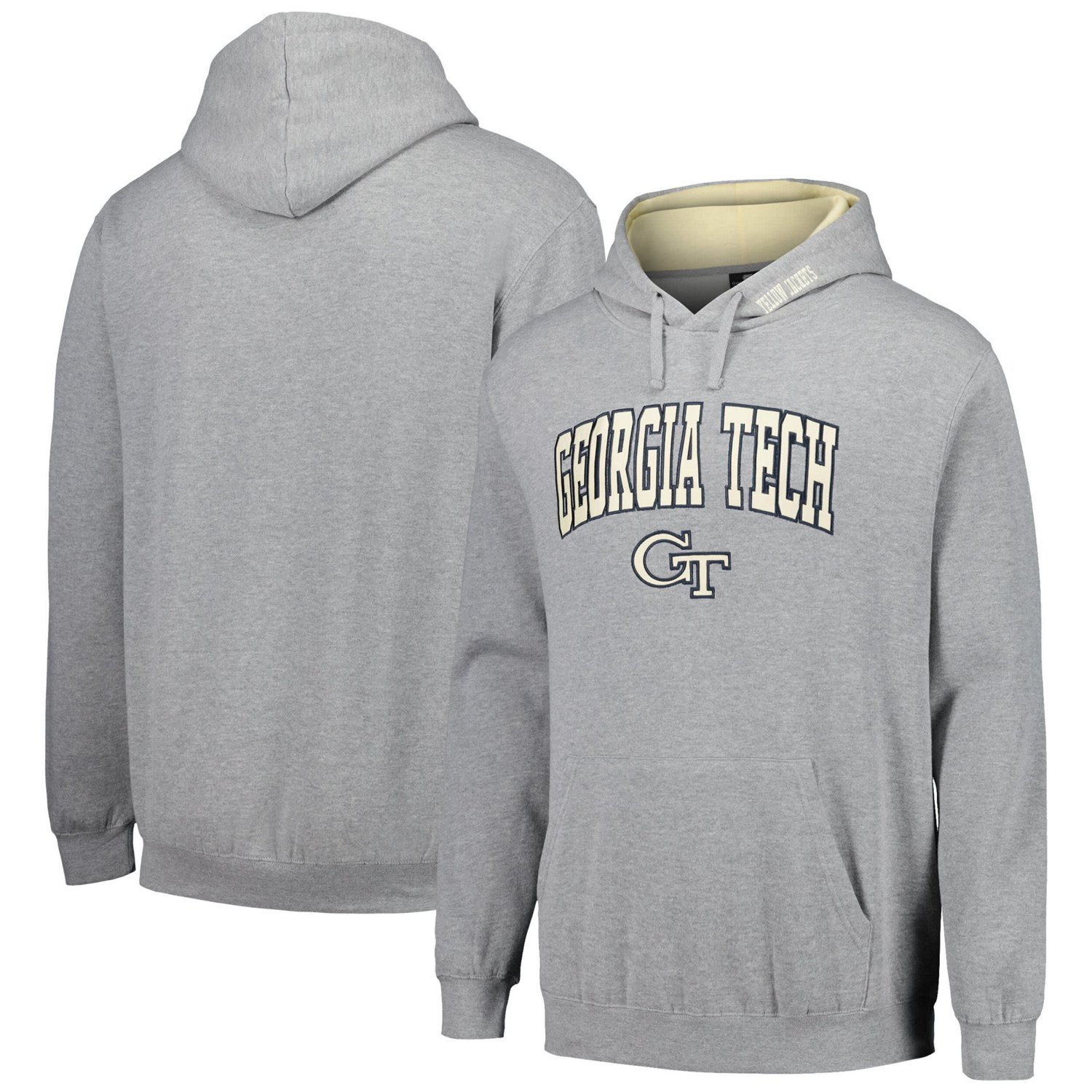 Colosseum Heathered Gray Georgia Tech Jackets Arch  Logo 30 Pullover Hoodie