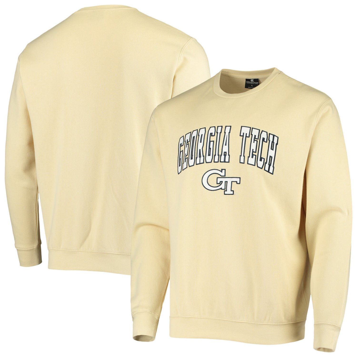 Colosseum Heathered Gray Georgia Tech Jackets Arch  Logo Tackle Twill Pullover Sweatshirt                                        - view number 1