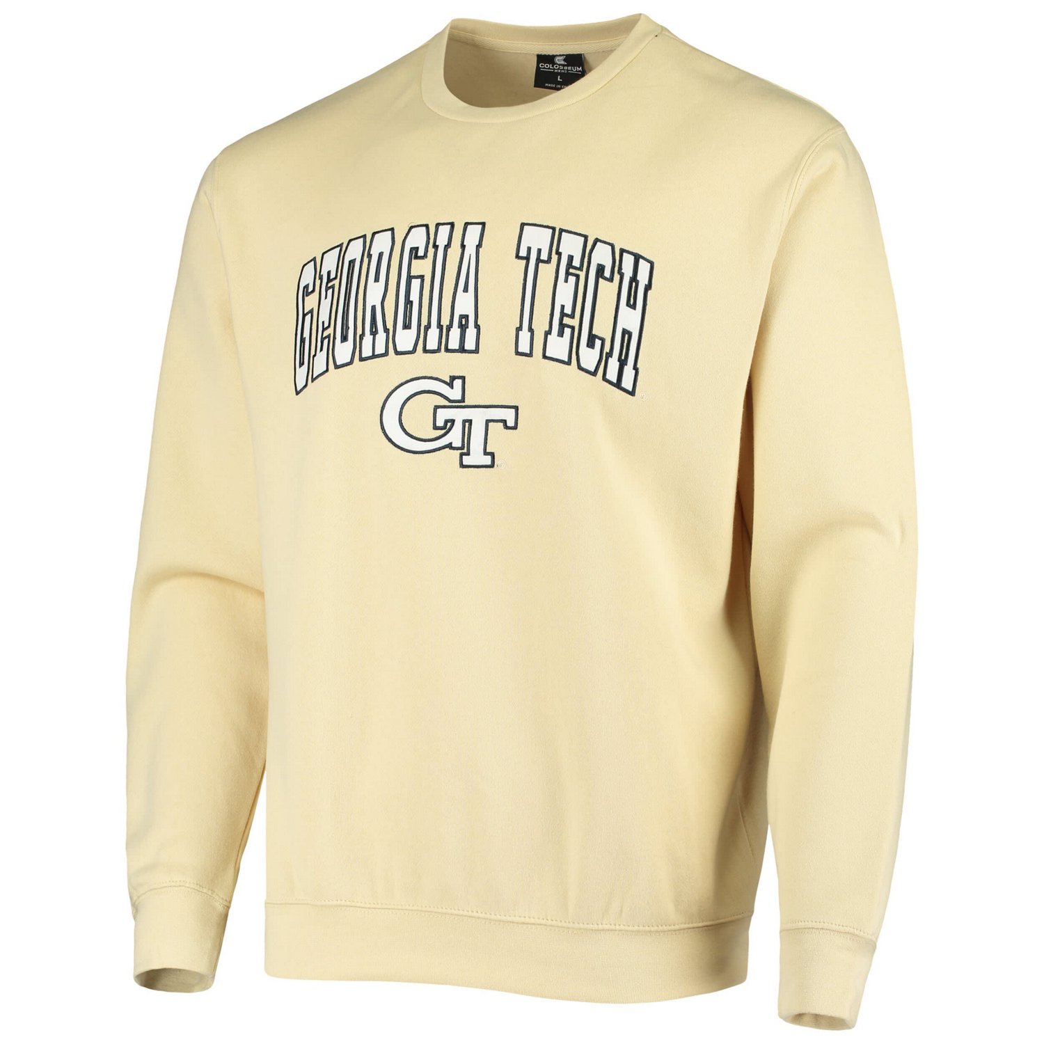 Colosseum Heathered Gray Georgia Tech Jackets Arch  Logo Tackle Twill Pullover Sweatshirt                                        - view number 2