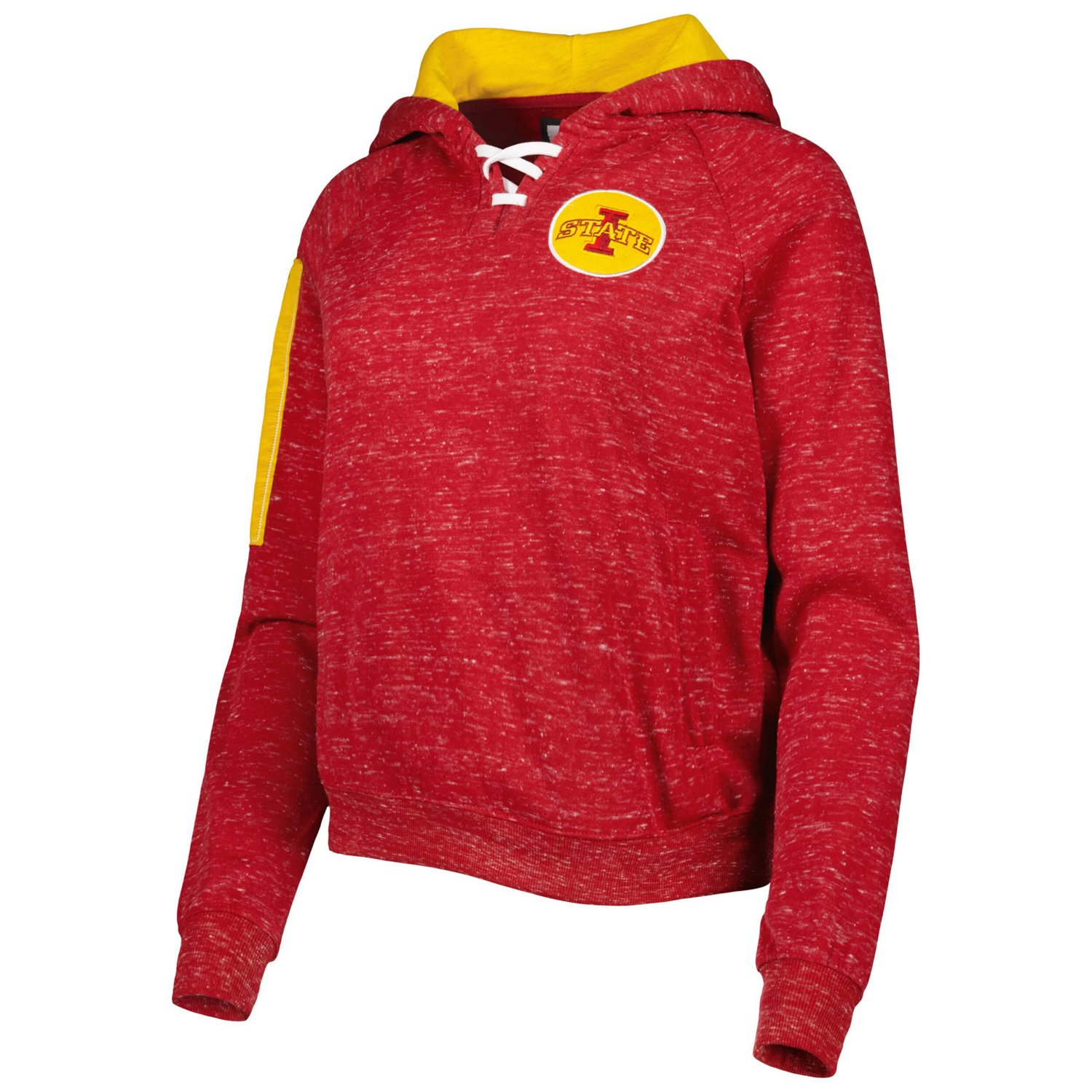 Colosseum Iowa State Cyclones The Devil Speckle Lace-Placket Raglan Pullover Hoodie