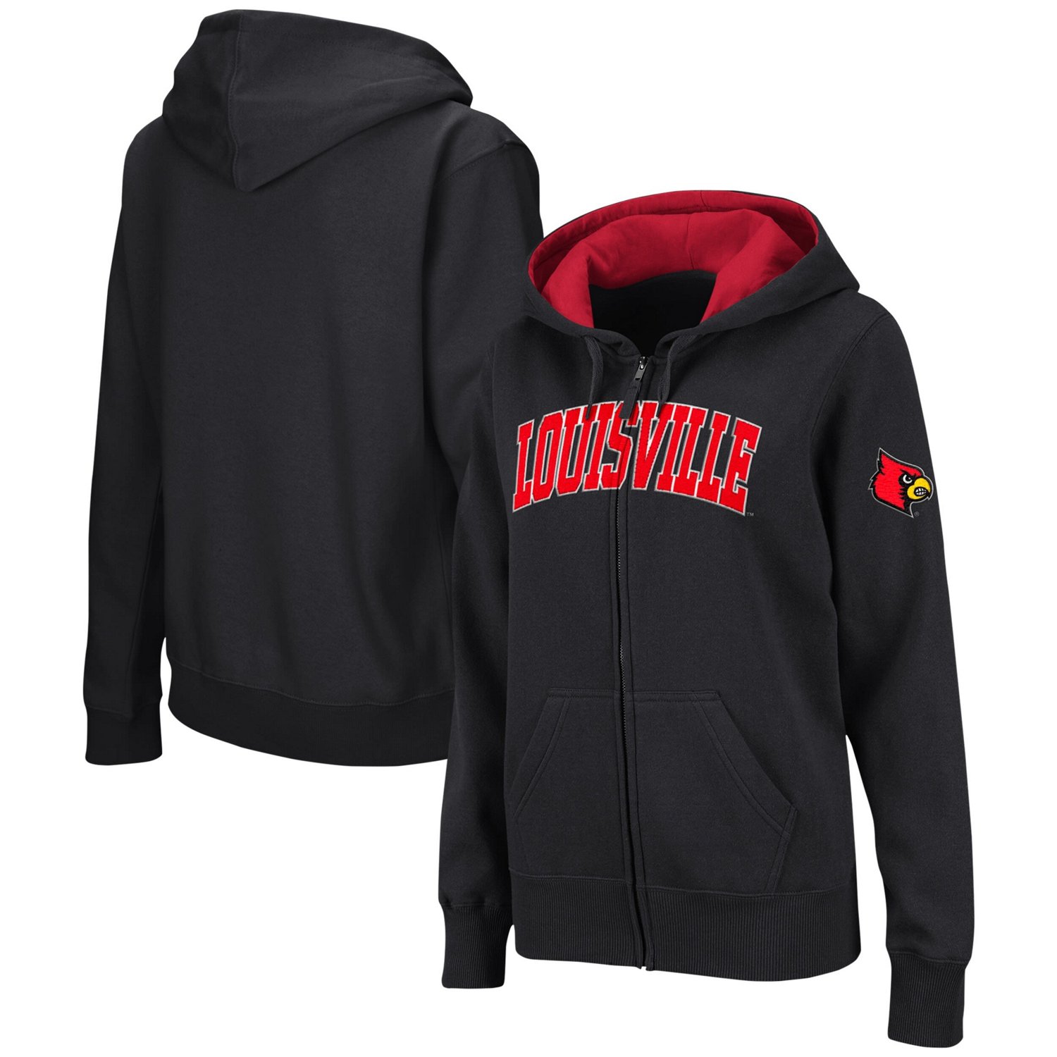 Colosseum Louisville Cardinals Arched Name Full-Zip Hoodie