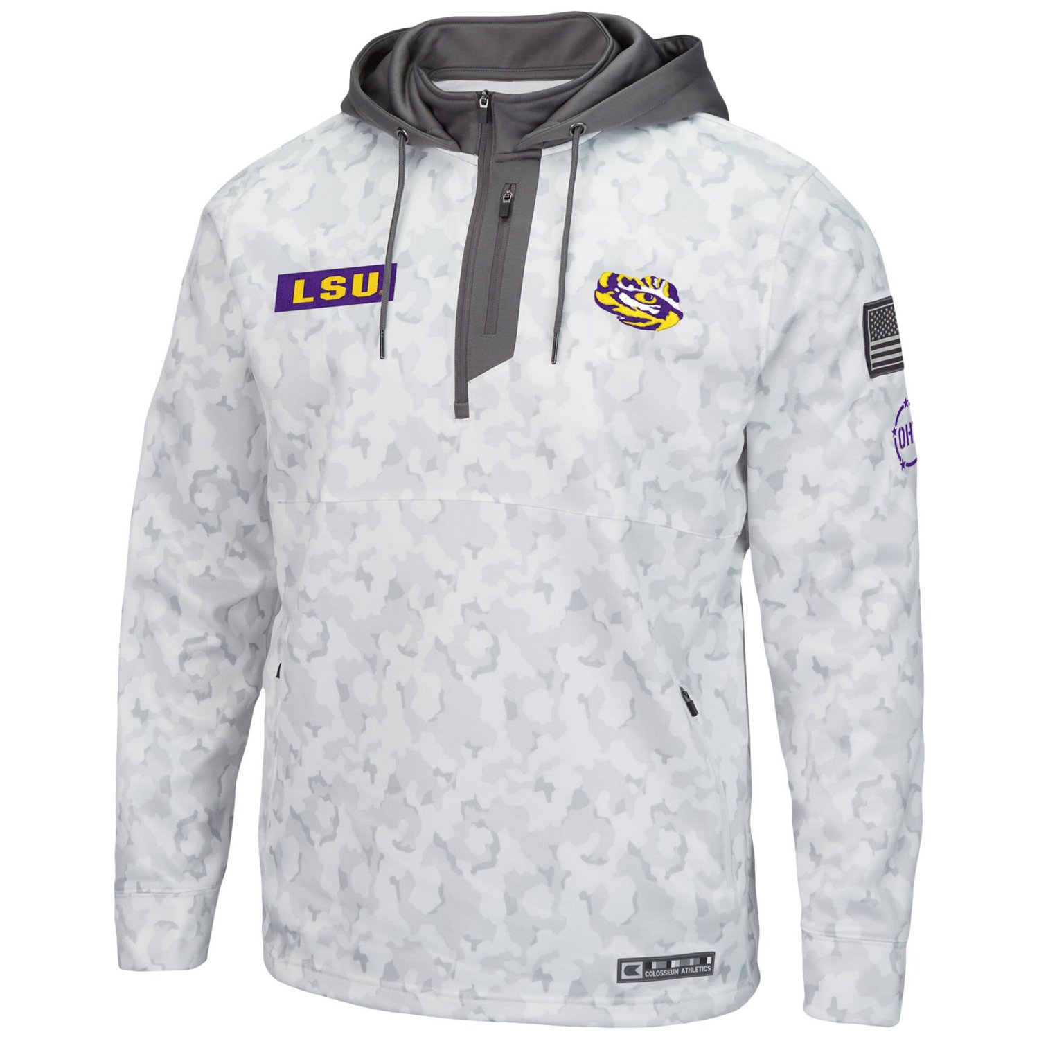 Colosseum LSU Tigers OHT Military Appreciation Quarter-Zip Hoodie                                                                - view number 2