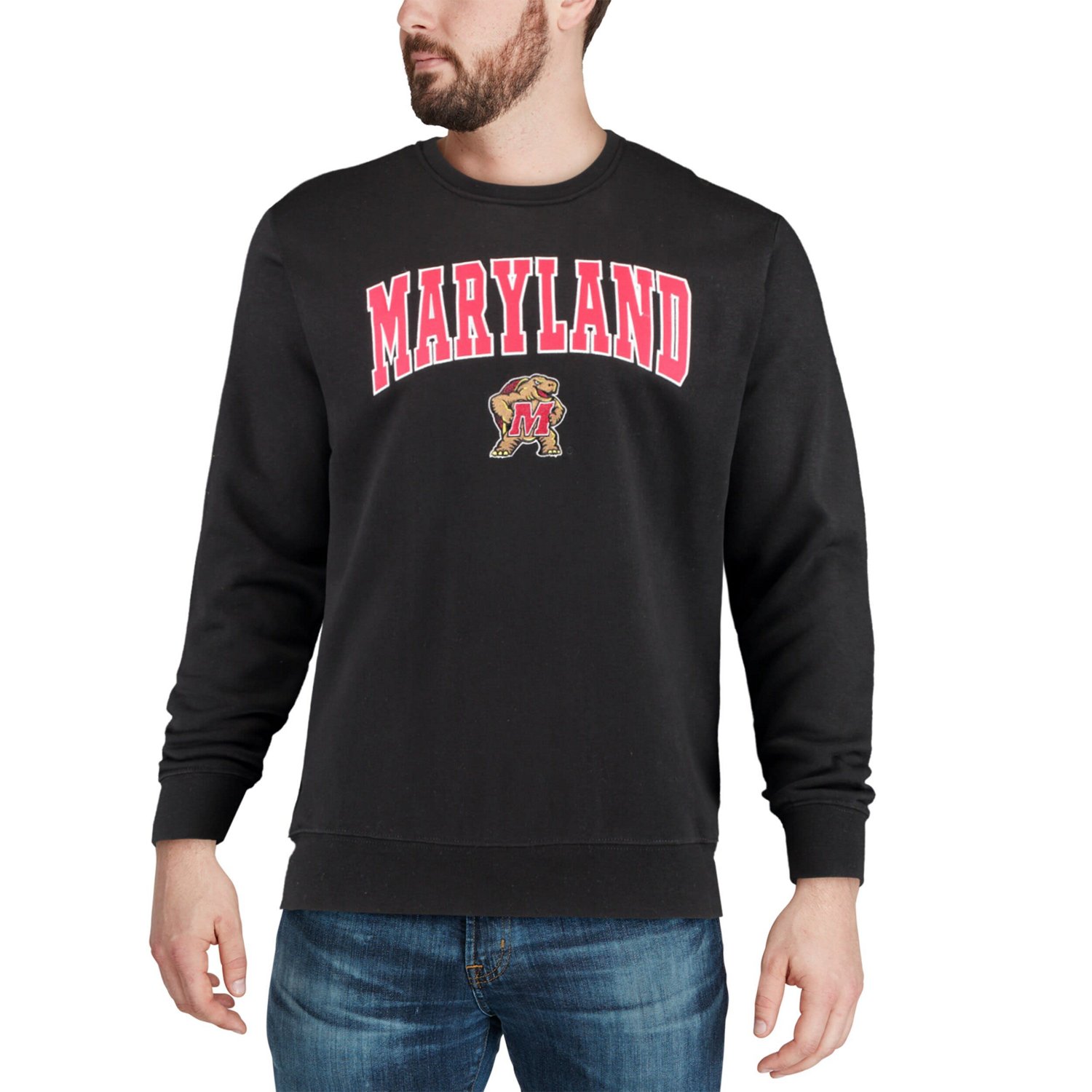 Colosseum Maryland Terrapins Arch  Logo Crew Neck Sweatshirt