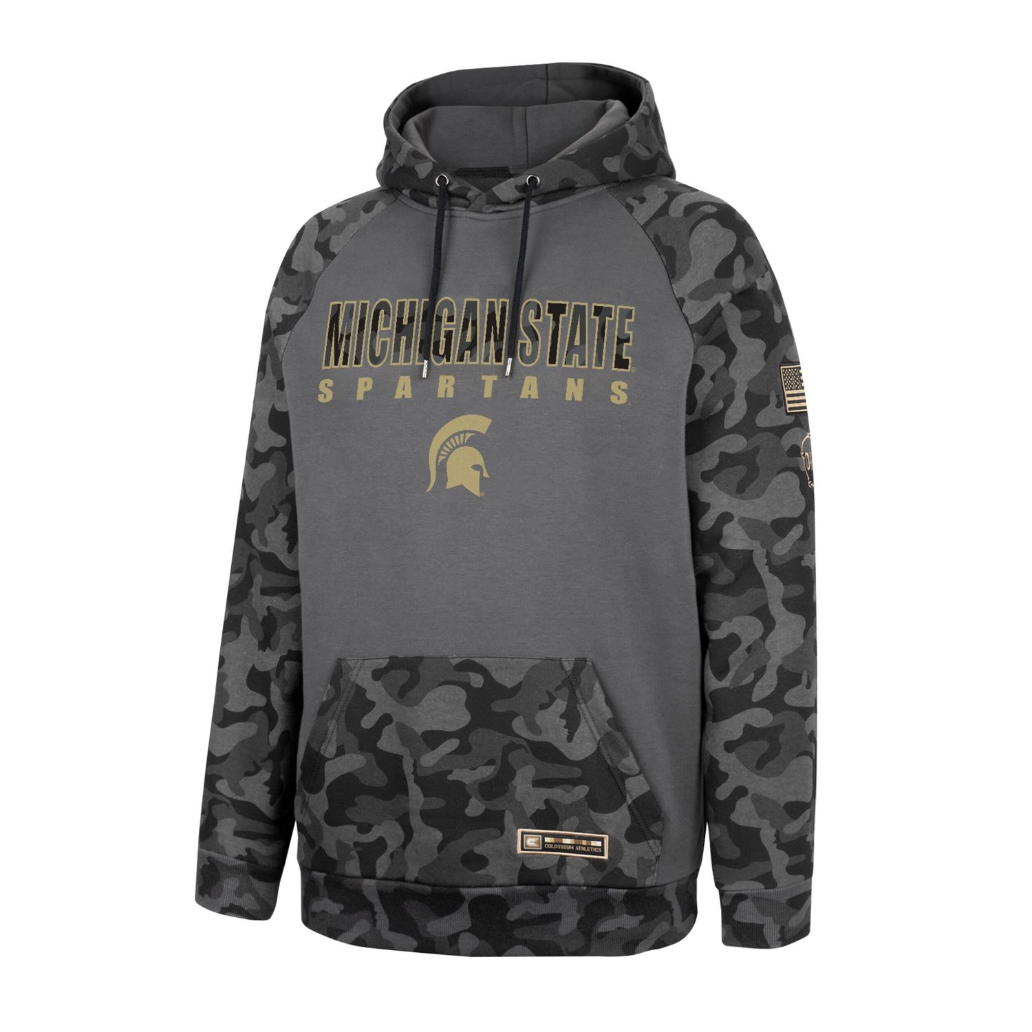 Colosseum Michigan State Spartans OHT Military Appreciation Camo Stack Raglan Pullover Hoodie