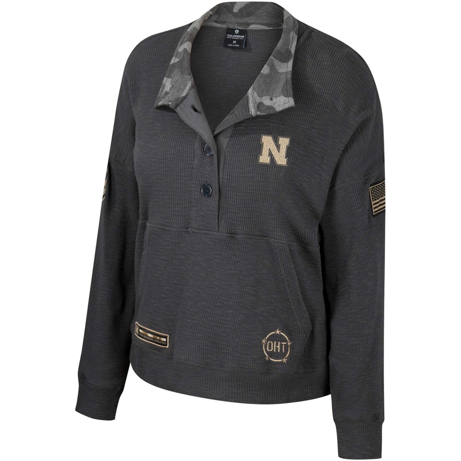 Colosseum Nebraska Huskers OHT Military Appreciation Payback Henley Thermal Sweatshirt                                           - view number 2