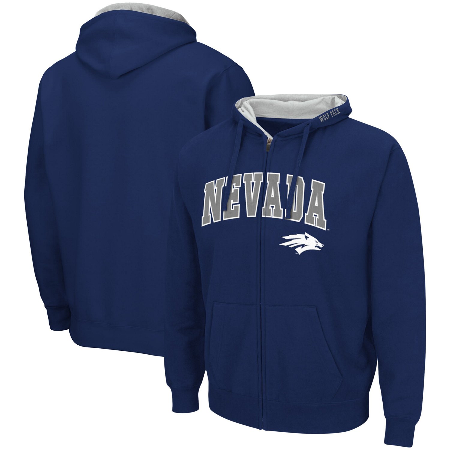 Colosseum Nevada Wolf Pack Arch  Logo 30 Full-Zip Hoodie