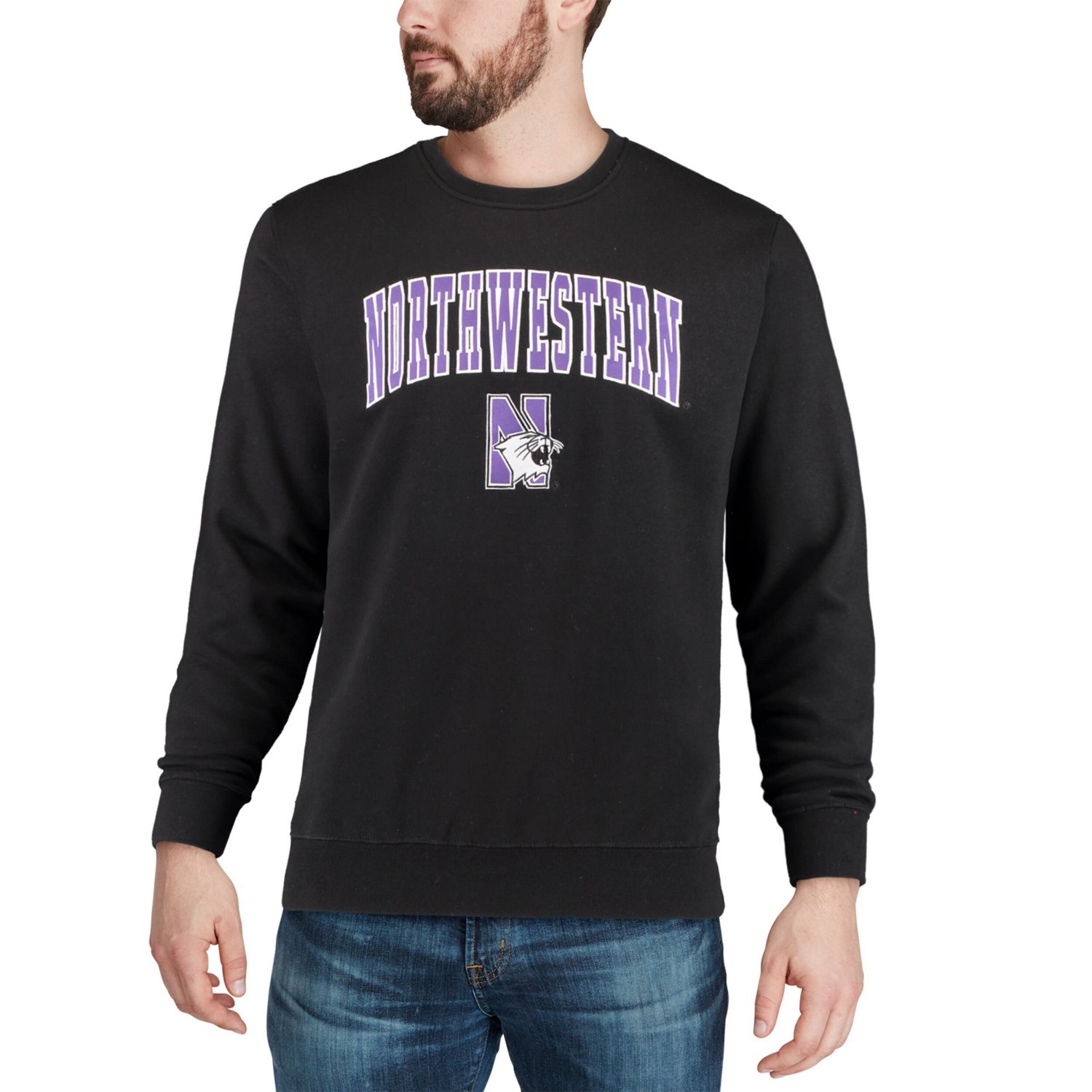 Colosseum Northwestern Wildcats Arch  Logo Crew Neck Sweatshirt                                                                  - view number 4