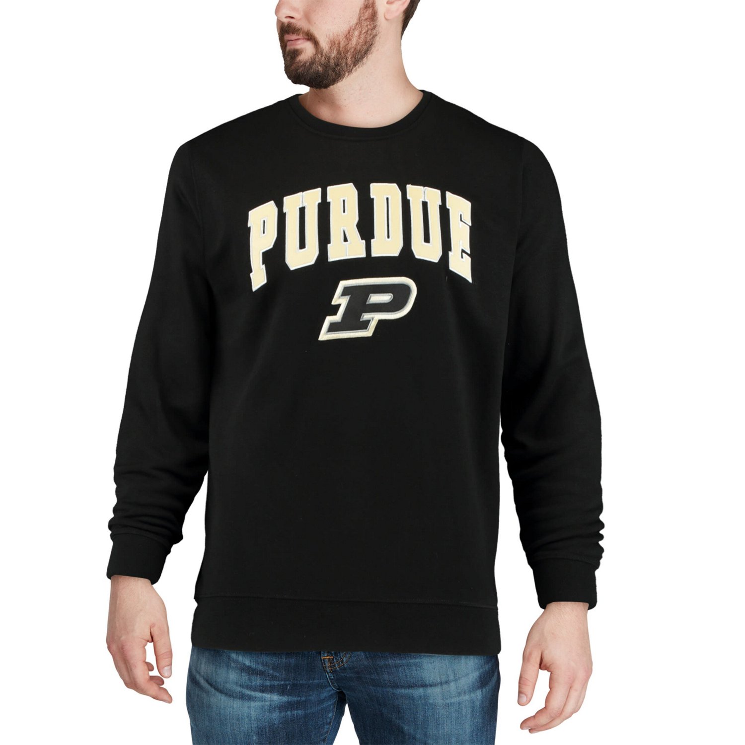 Colosseum Purdue Boilermakers Arch  Logo Crew Neck Sweatshirt