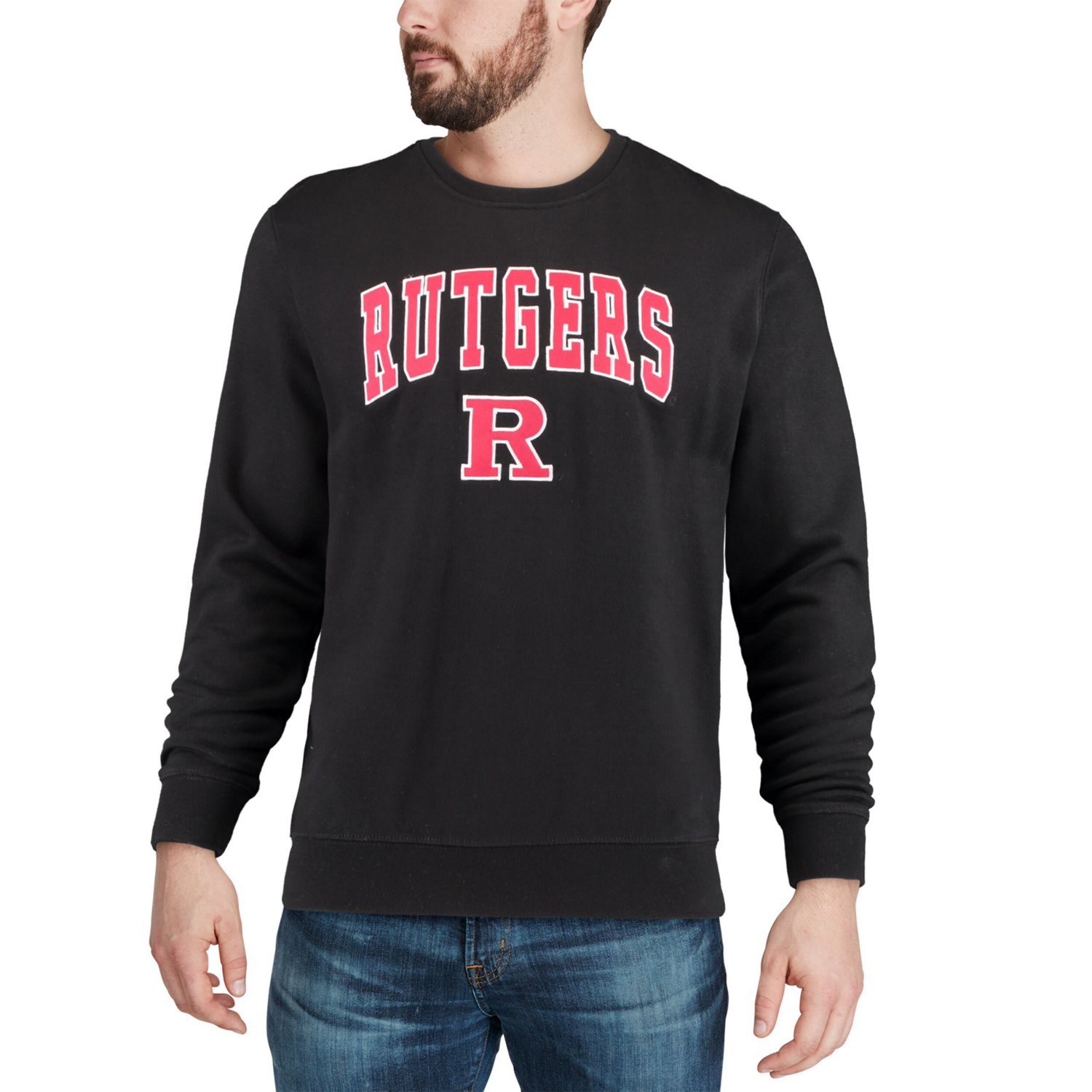 Colosseum Rutgers Scarlet Knights Arch Logo Crew Neck Sweatshirt