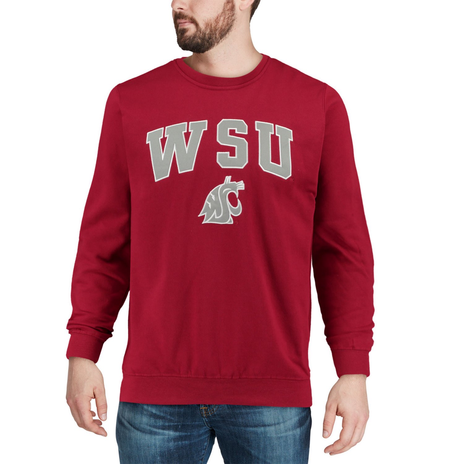 Colosseum Washington State Cougars Arch  Logo Crew Neck Sweatshirt - view number 4