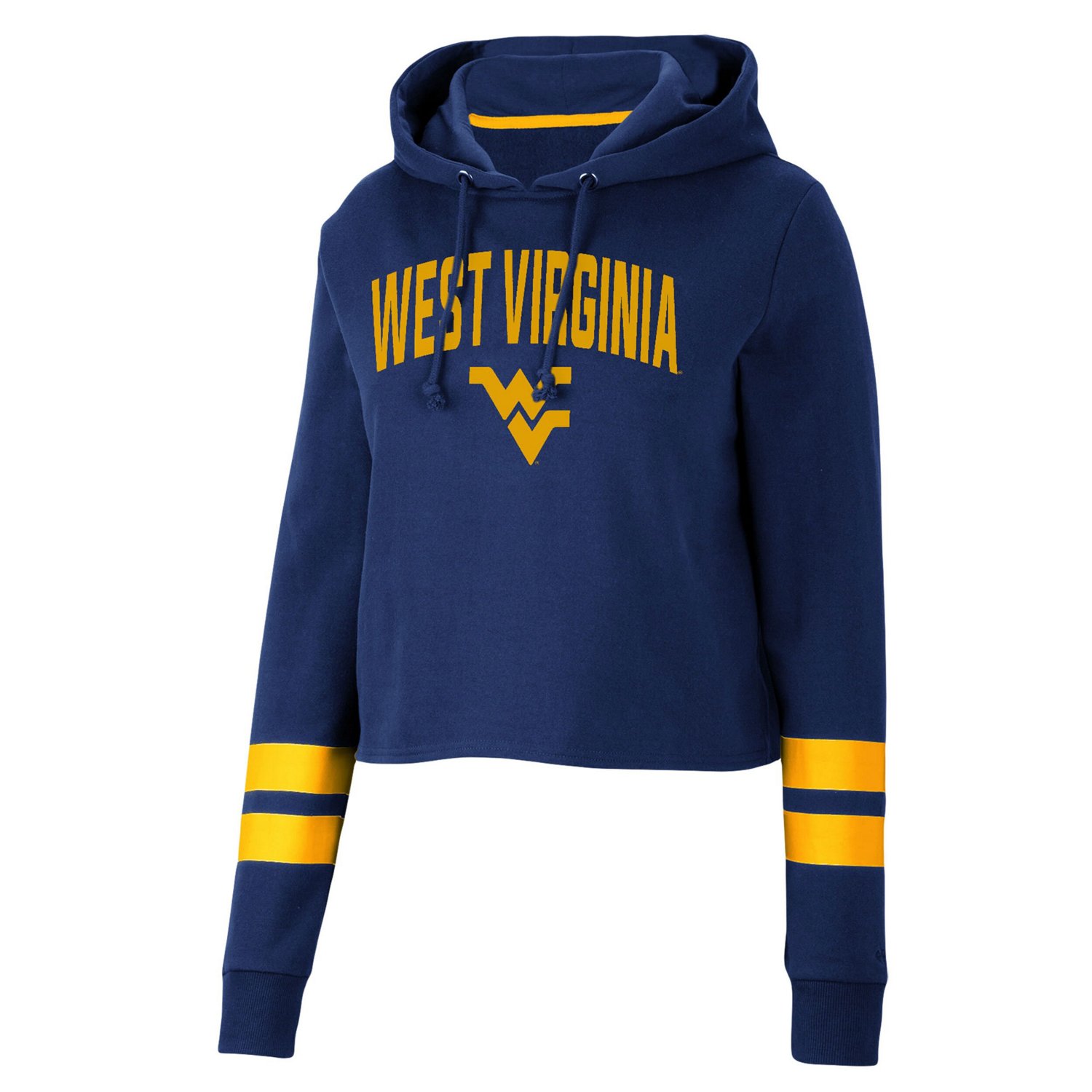 Colosseum West Virginia Mountaineers Throwback Stripe Cropped Pullover Hoodie