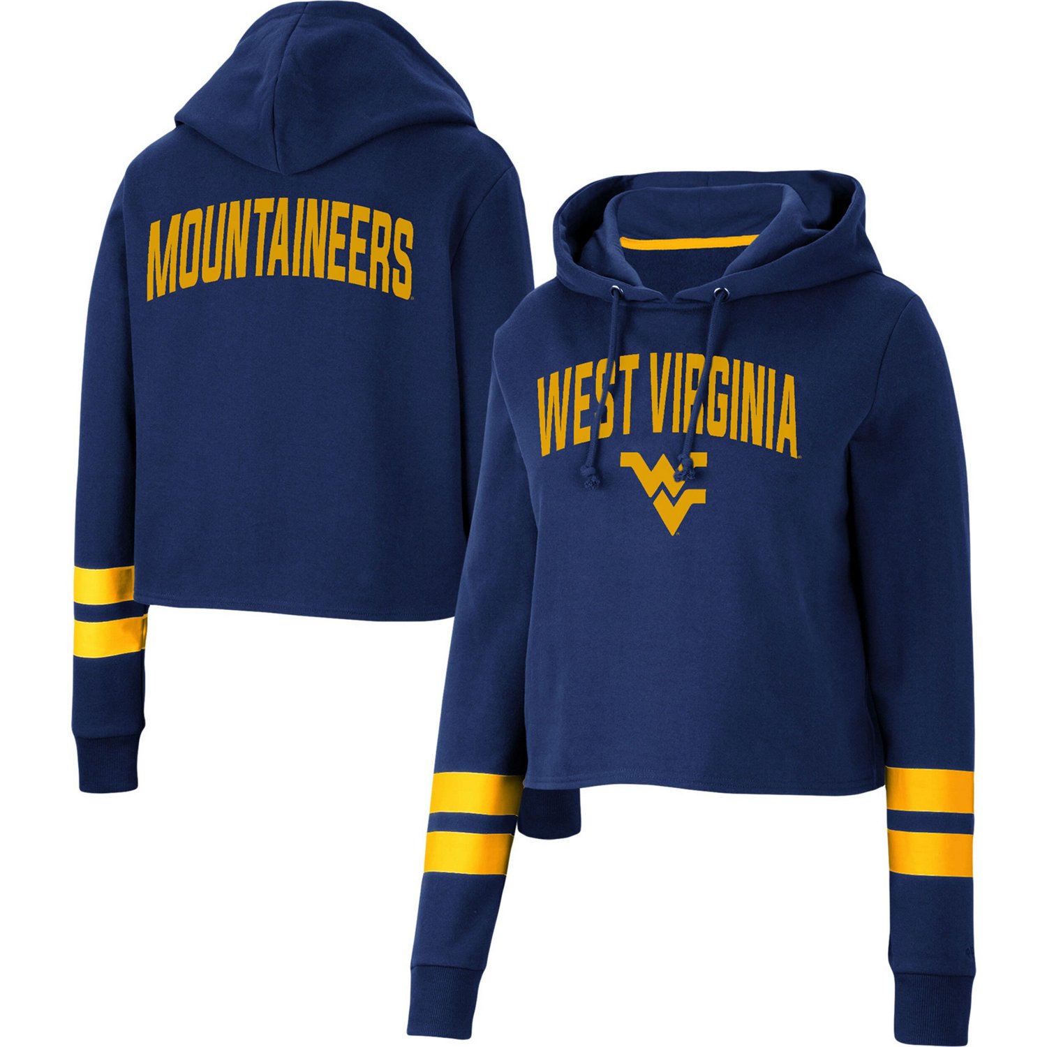 Colosseum West Virginia Mountaineers Throwback Stripe Cropped Pullover Hoodie