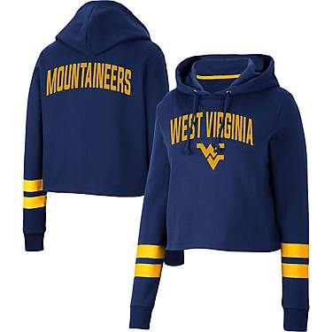 Colosseum West Virginia Mountaineers Throwback Stripe Cropped Pullover Hoodie                                                   