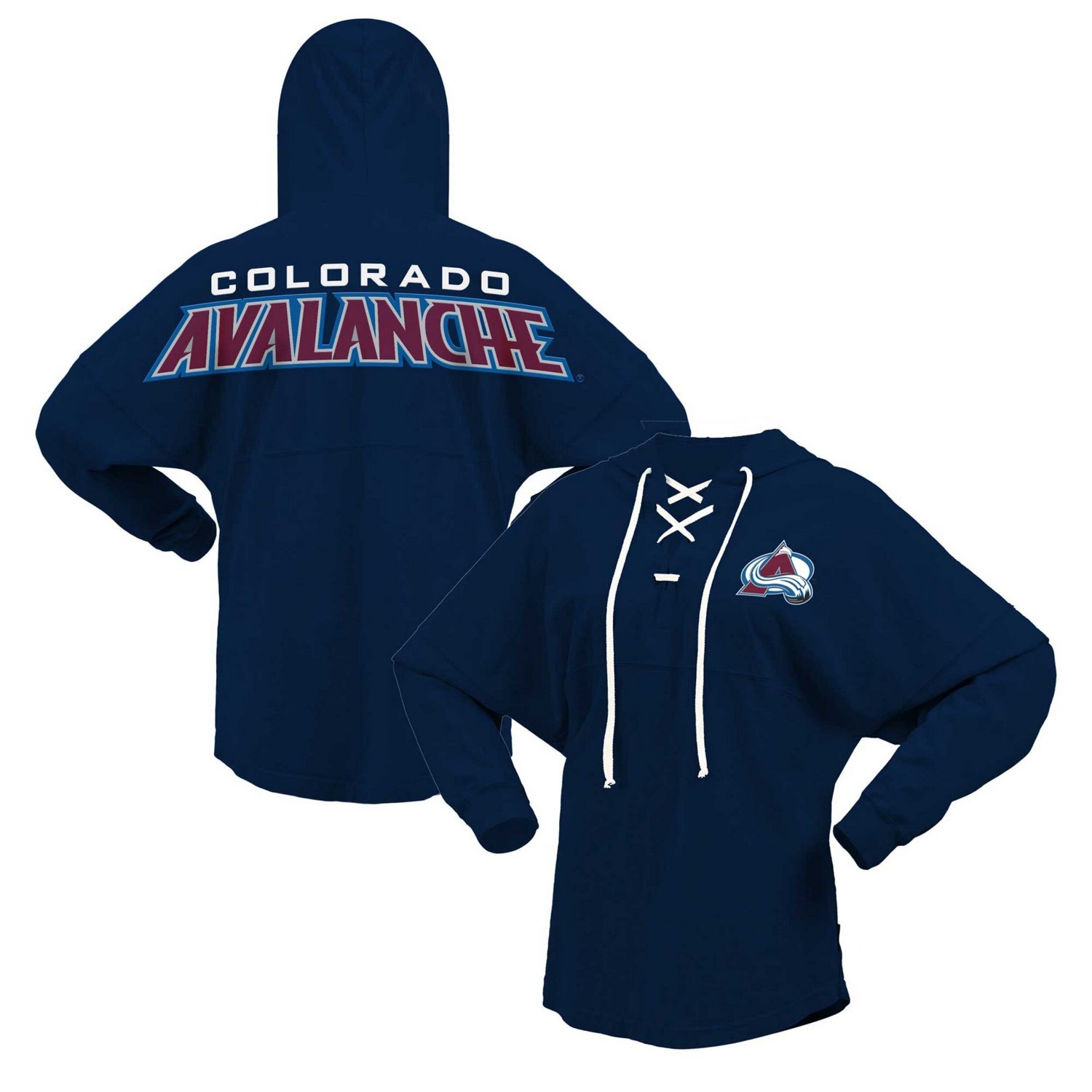 Fanatics Branded Colorado Avalanche Jersey Lace-Up V-Neck Long Sleeve Hoodie T-Shirt
