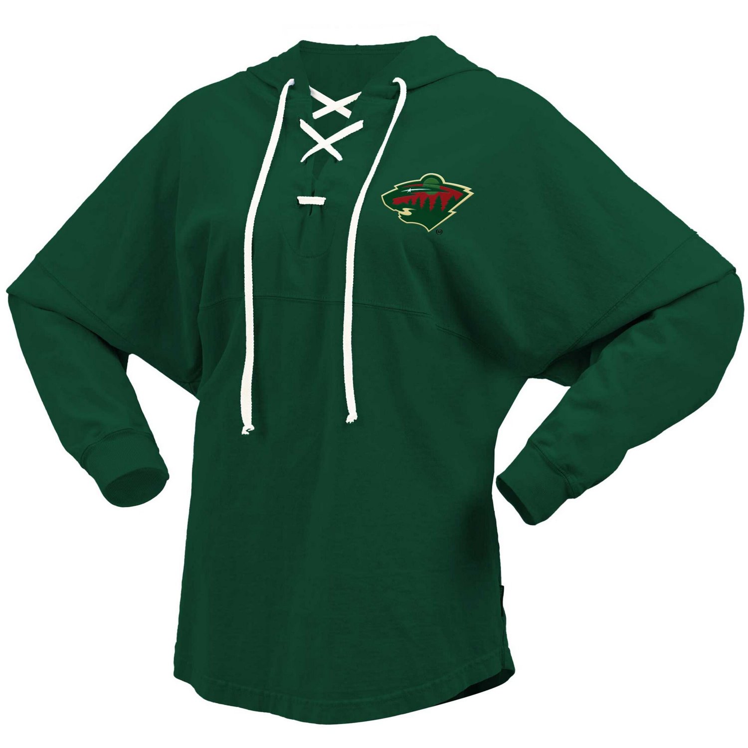 Fanatics Branded Minnesota Wild Jersey Lace-Up V-Neck Long Sleeve Hoodie T-Shirt                                                 - view number 2