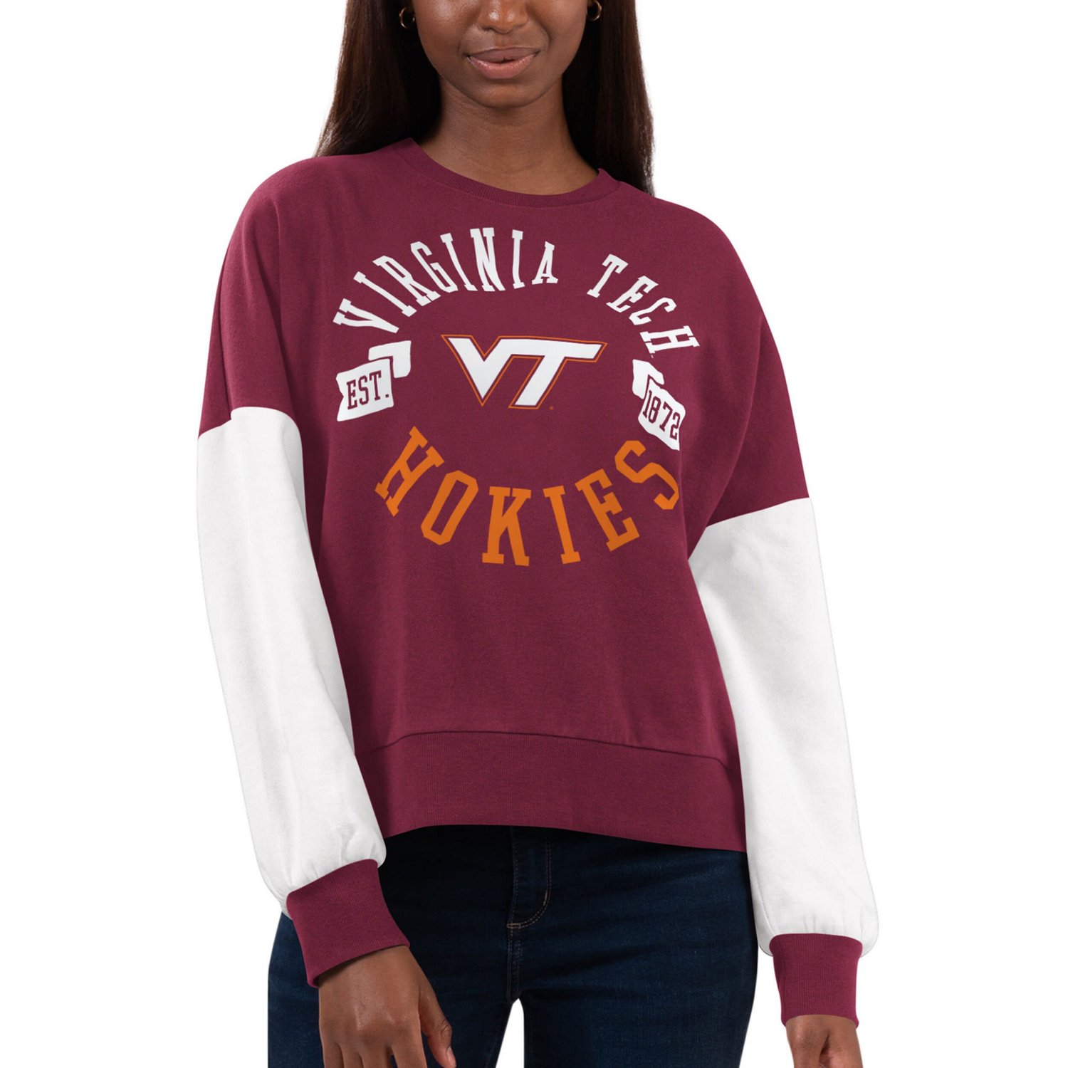 G-III 4Her by Carl Banks / Virginia Tech Hokies Team Pride Colorblock Pullover Sweatshirt